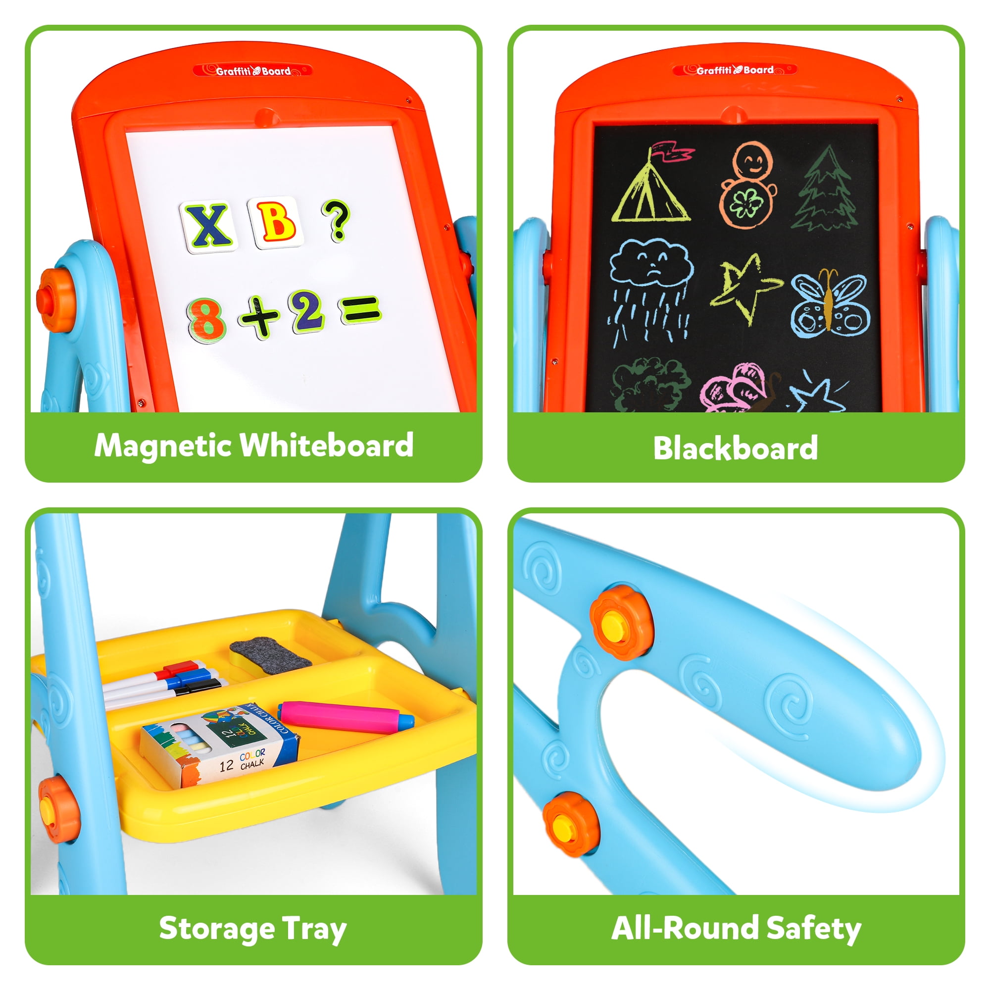 Hot Bee Easel for Kids, Double Sided Chalkboard and Whiteboard with Painting Accessories, Christmas Birthday Gift for Toddlers Boys and Girls Age 2-6 - Image 3