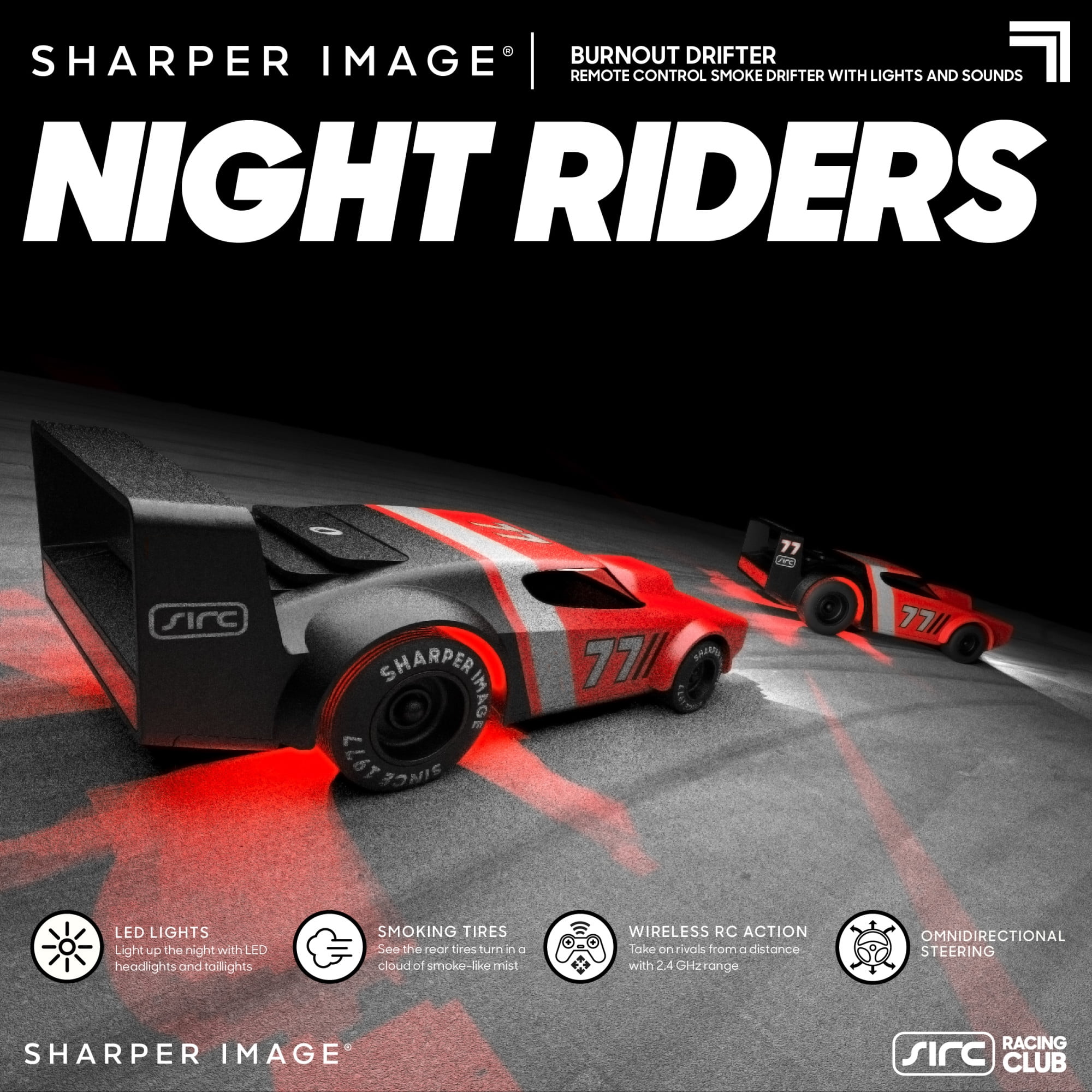 Sharper Image® Burnout Drifter Wireless Remote-Control Drifting Race Car with LED Lights and Smoking Tires - Image 8