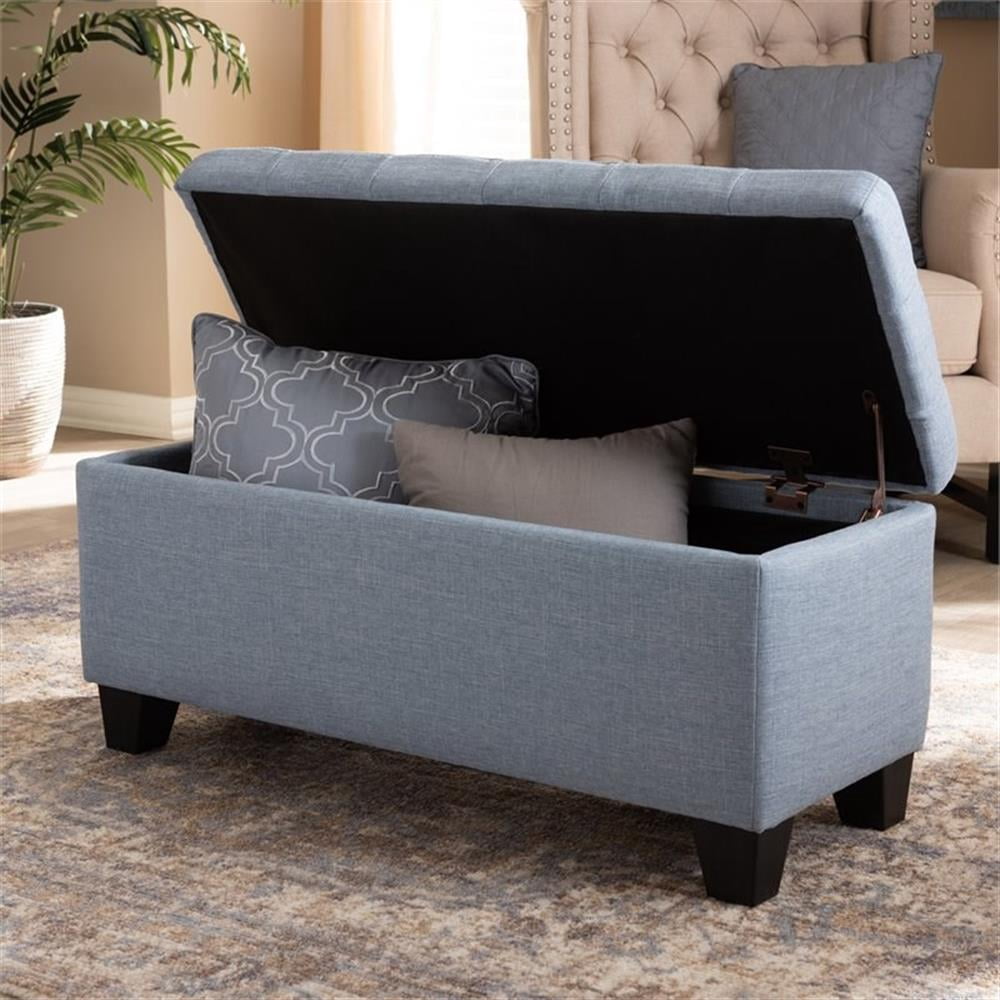Baxton Studio Fera Modern and Contemporary Light Blue Fabric Upholstered Storage Ottoman - Image 4