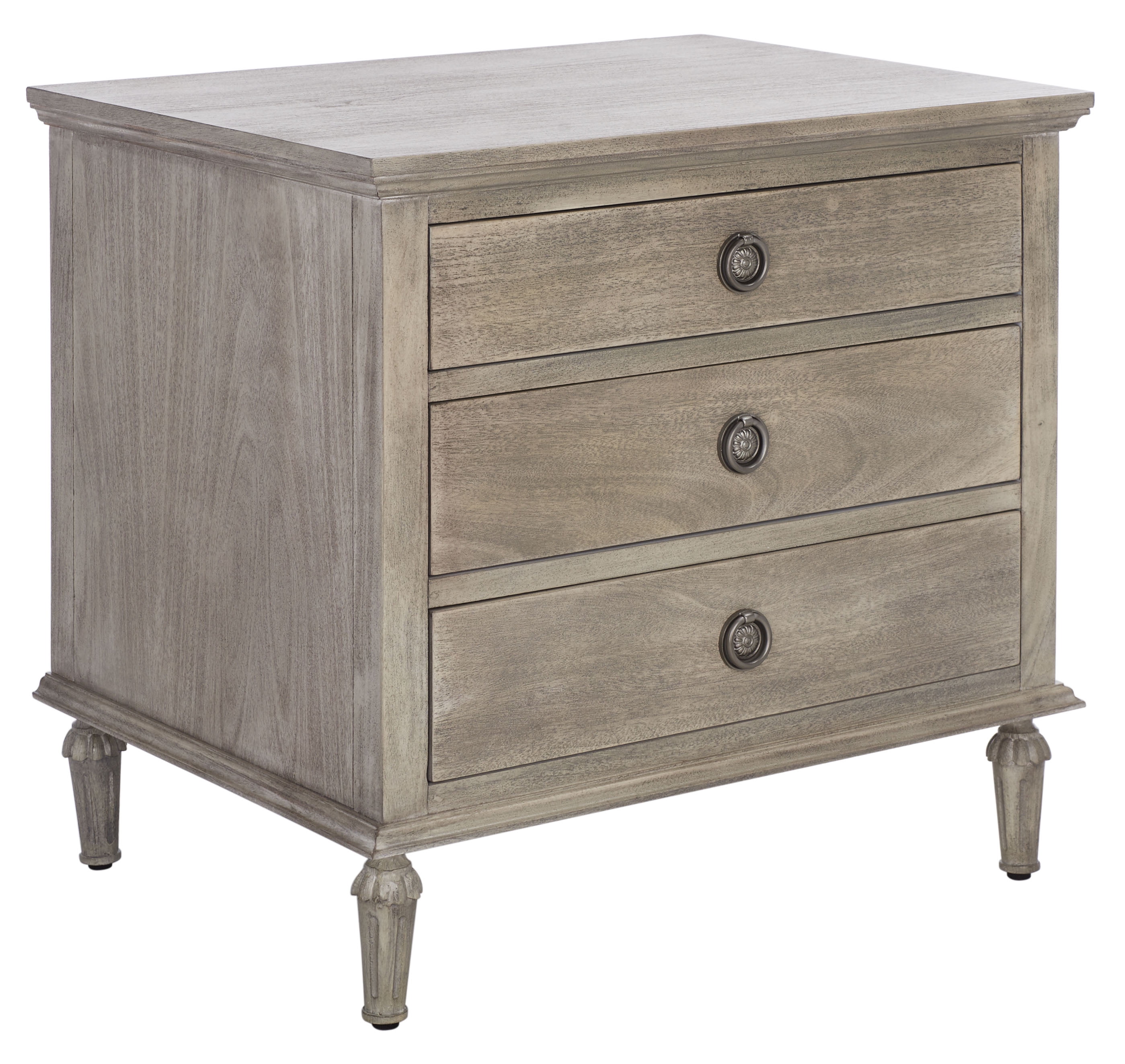 SAFAVIEH Couture Lisabet Contemporary Nightstand with 3 Drawers, Light Grey - Image 2