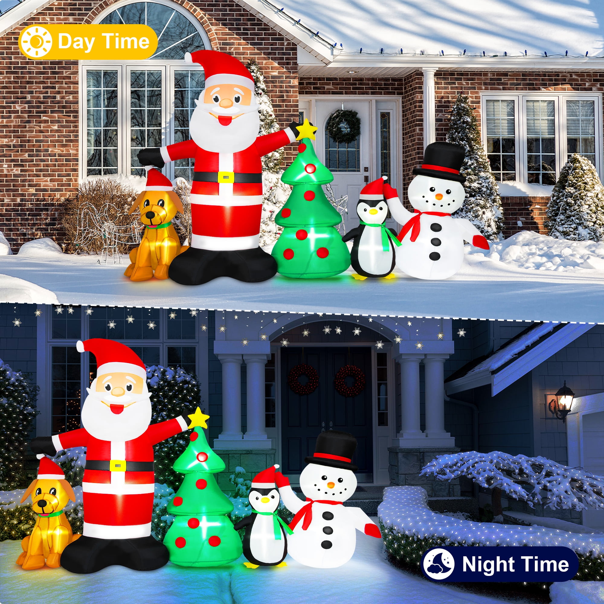 Firstness 6ft Christmas Inflatable,Christmas Blow ups Santa Snowman Xmas Tree Penguin Dog with LED Lights, Outdoor Decoration for Yard Garden Party - Image 5