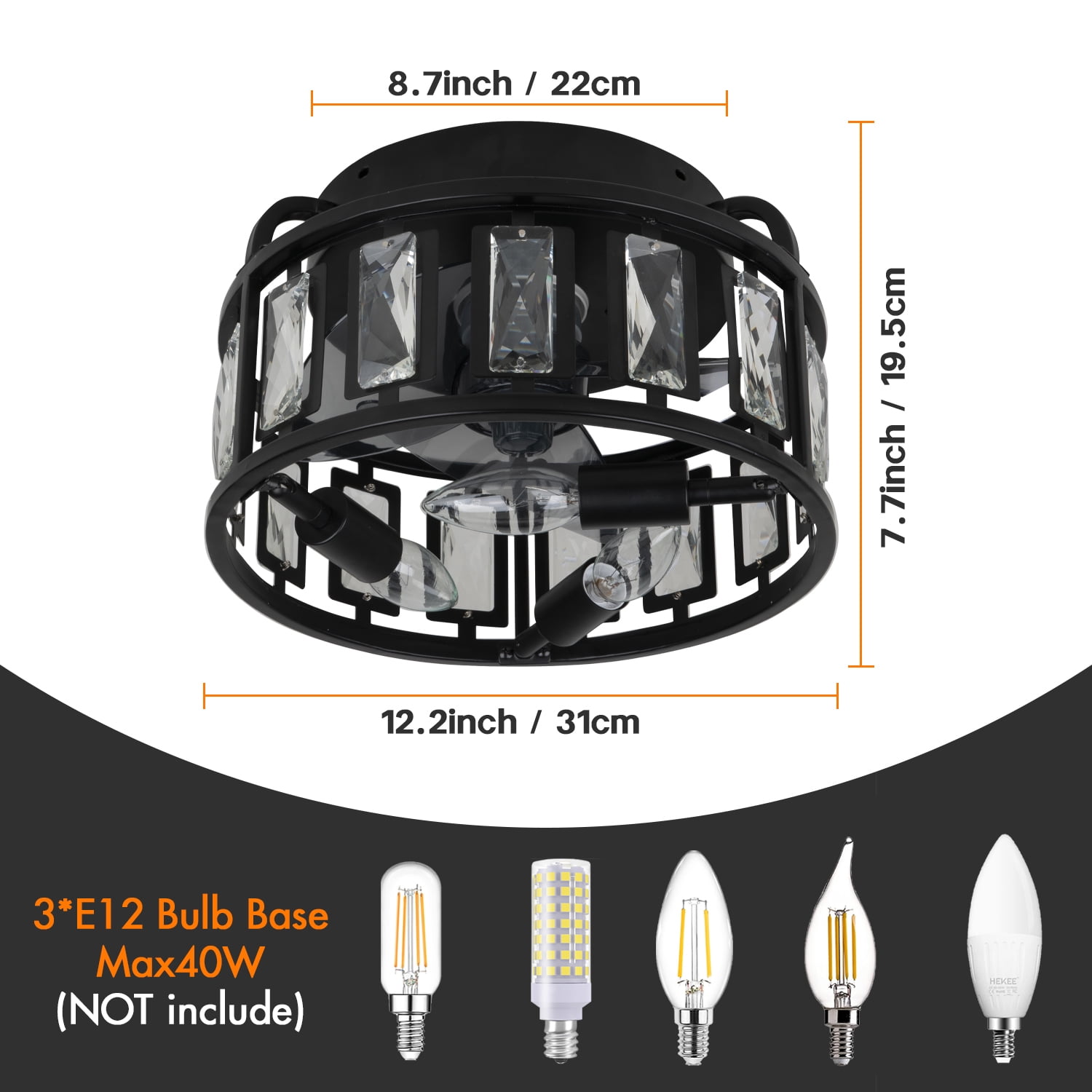 SURNIE Metal Farmhouse Flush Mount Ceiling Fan - Image 2