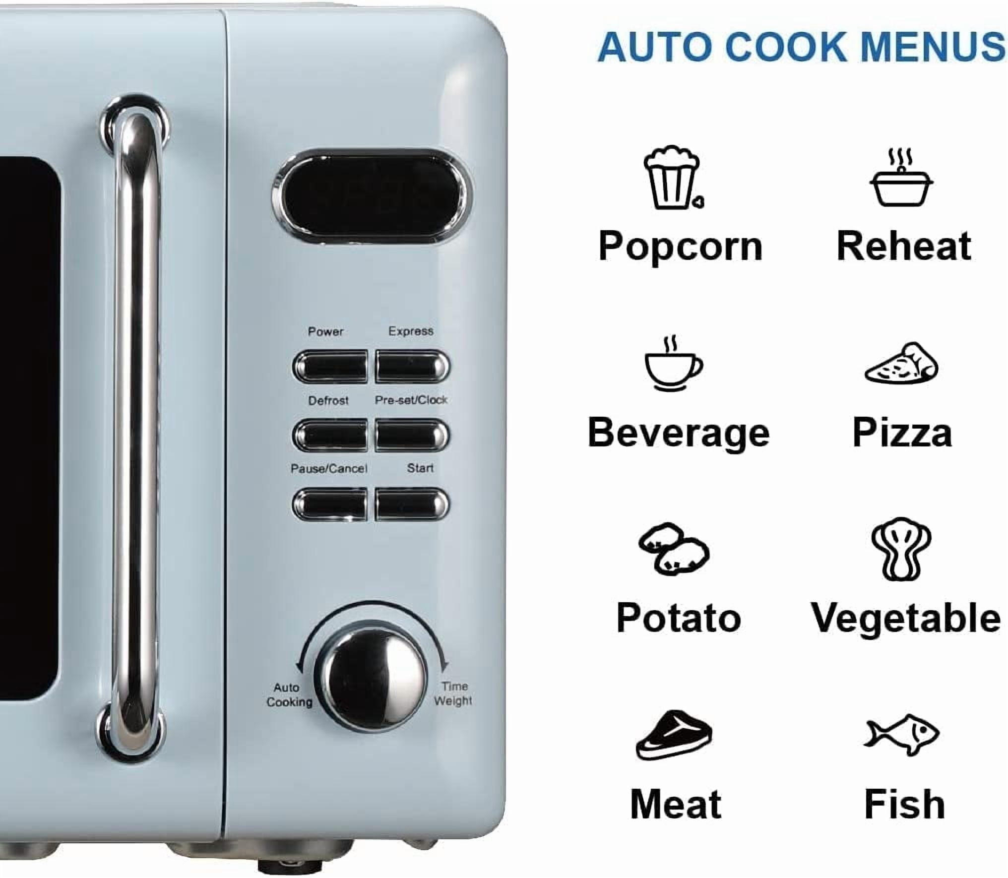 Emerson 0.7 Cu Ft, 700W Thunderbird Blue Retro Countertop Microwave Oven, MWR7020BL - Image 9