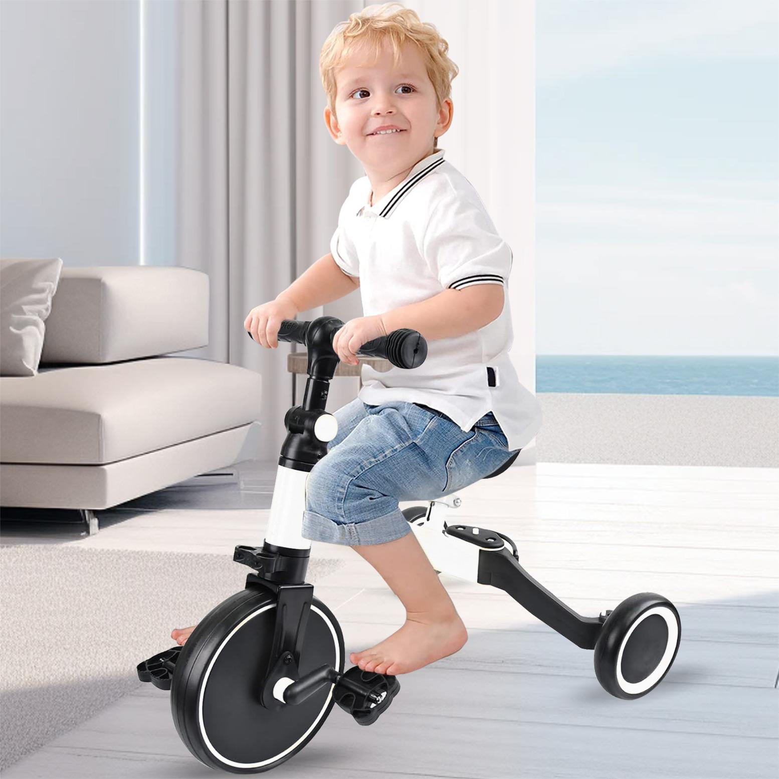 Kids Tricycle, 5-in-1 Toddler Balance Bike with Removable Pedals, White Tricycles for Toddlers Kids 1-4 Years Old Boys Girls Birthday Gift, Baby Bike Infant Trike Toddler Bike - Image 8