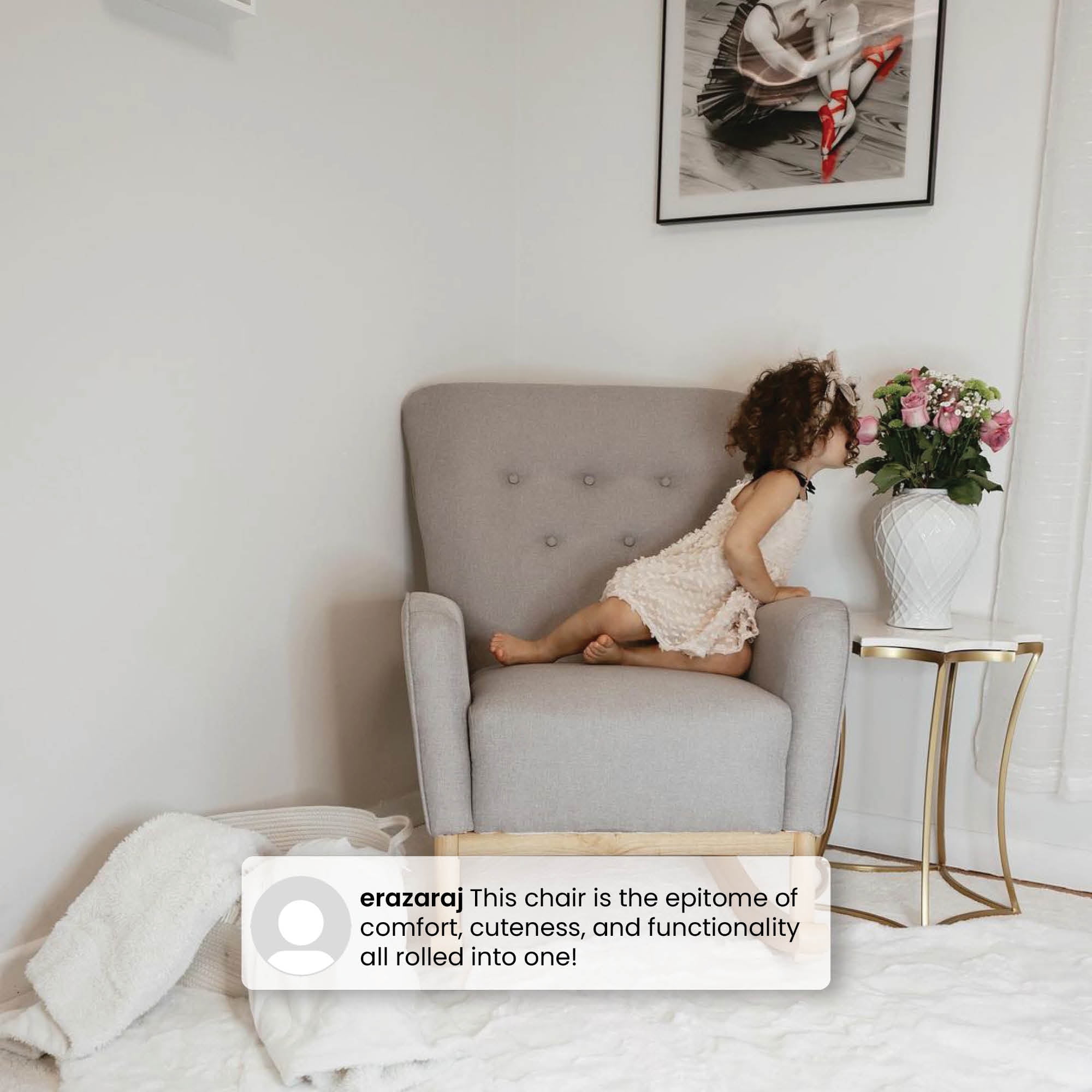 Delta Children Casey Rocking Chair, French Grey/Natural - Image 2