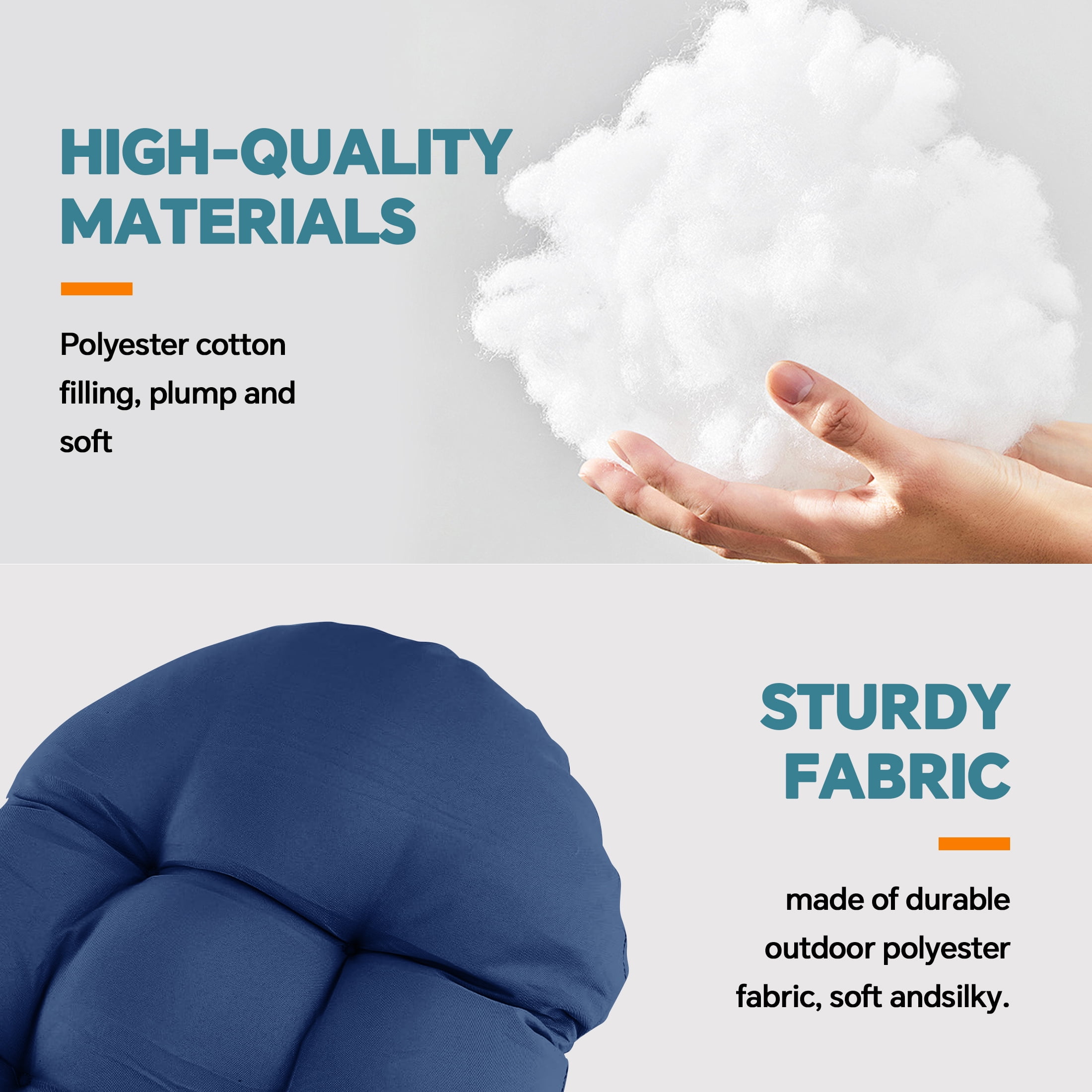 HioHa Adirondack Chair Cushion, 49x20x4.5 inch Patio Chair Cushion with Ties, Rocking Chair Pad Cushion Indoor/Outdoor with Sunproof Waterproof and Fade-Resistant(Blue, 2pc) - Image 8