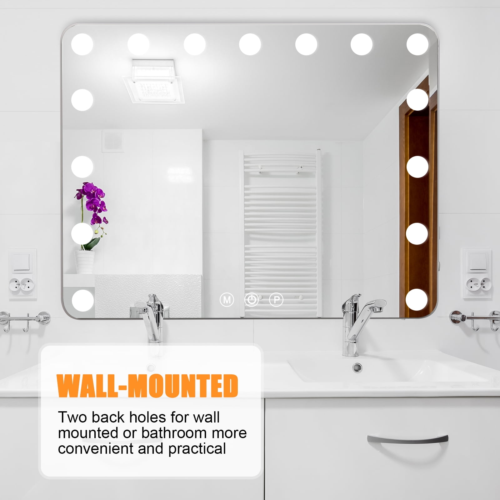 Vanity Mirror with Lights,22.8" x 18.8"Large Makeup Mirror with Lights & 10X Magnification , WLRETMCI Hollywood Vanity Mirror with 3 Modes Dimmable , Smart Touch, Tabletop Wall Mount - Image 4