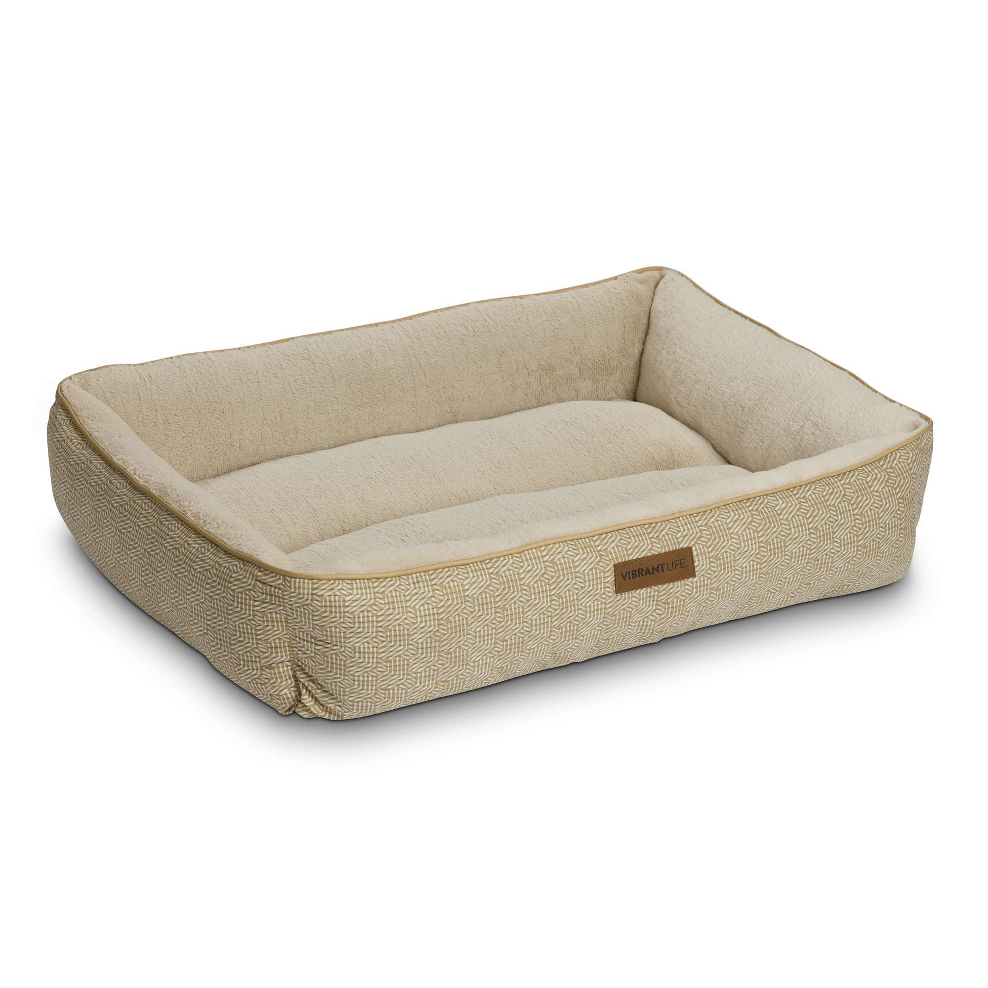 (2 pack) Vibrant Life Extra Large Dog Bed, Bolster Bed for Large Dogs, Extra Large, 42" x 32", Tan - Image 5