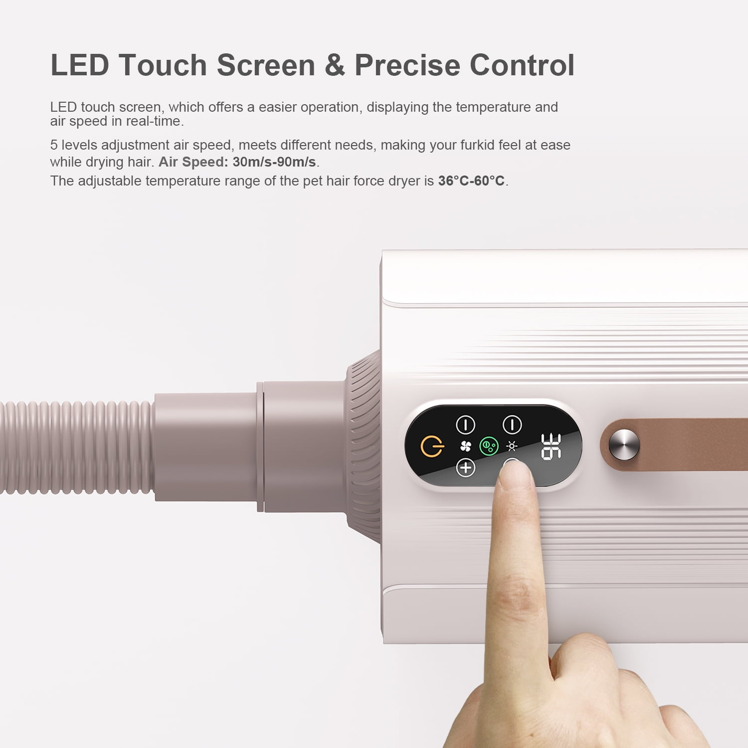 Dog Hair Dryer Blower for Grooming - Professional High Velocity 4.5HP Blow Dryer for Dogs - Pet Dryer Adjustable Heat Low Noise Quiet Air Flow - Image 5