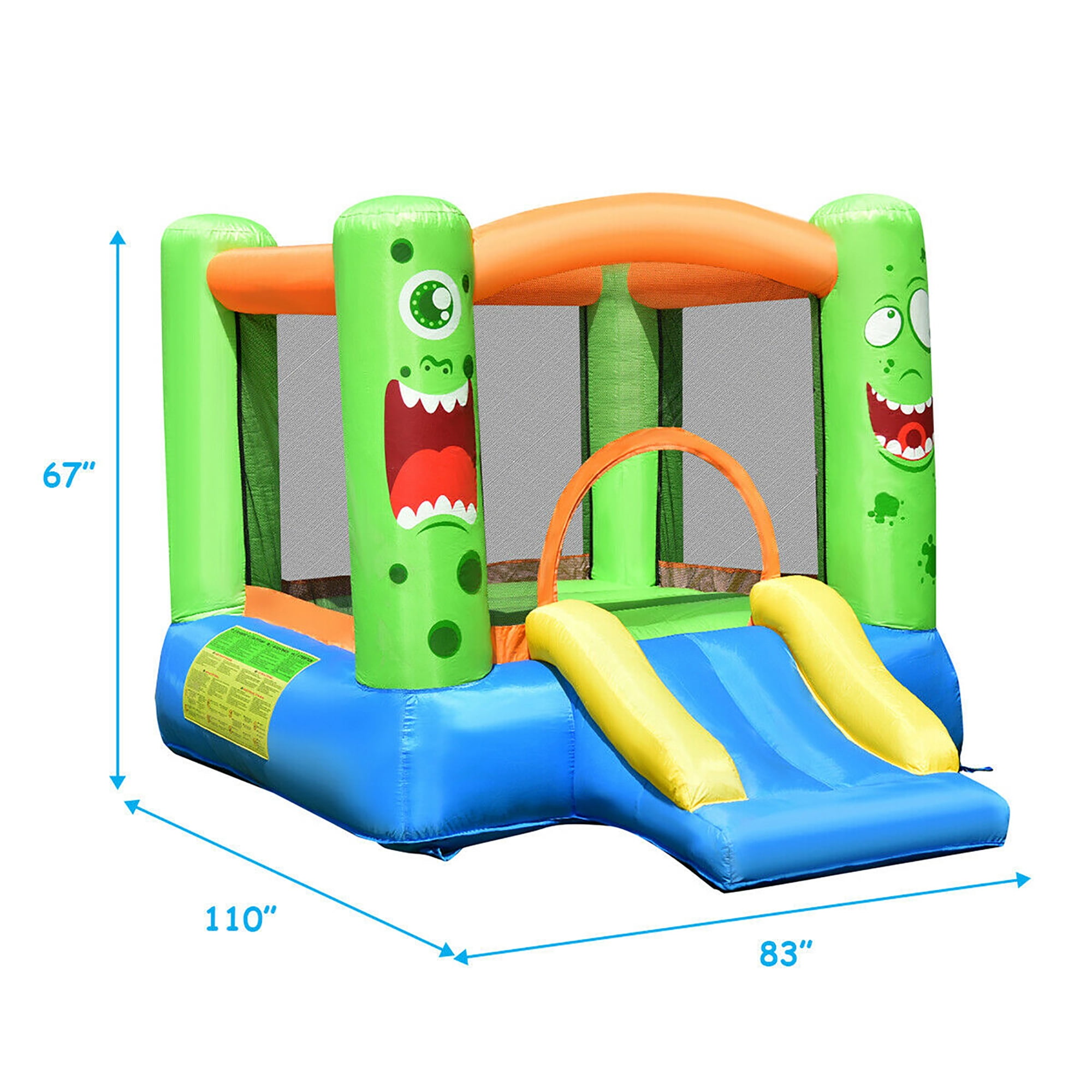 Costway Inflatable Bounce House Jumper Castle Kids Playhouse w/ Basketball Hoop & Slide - Image 8