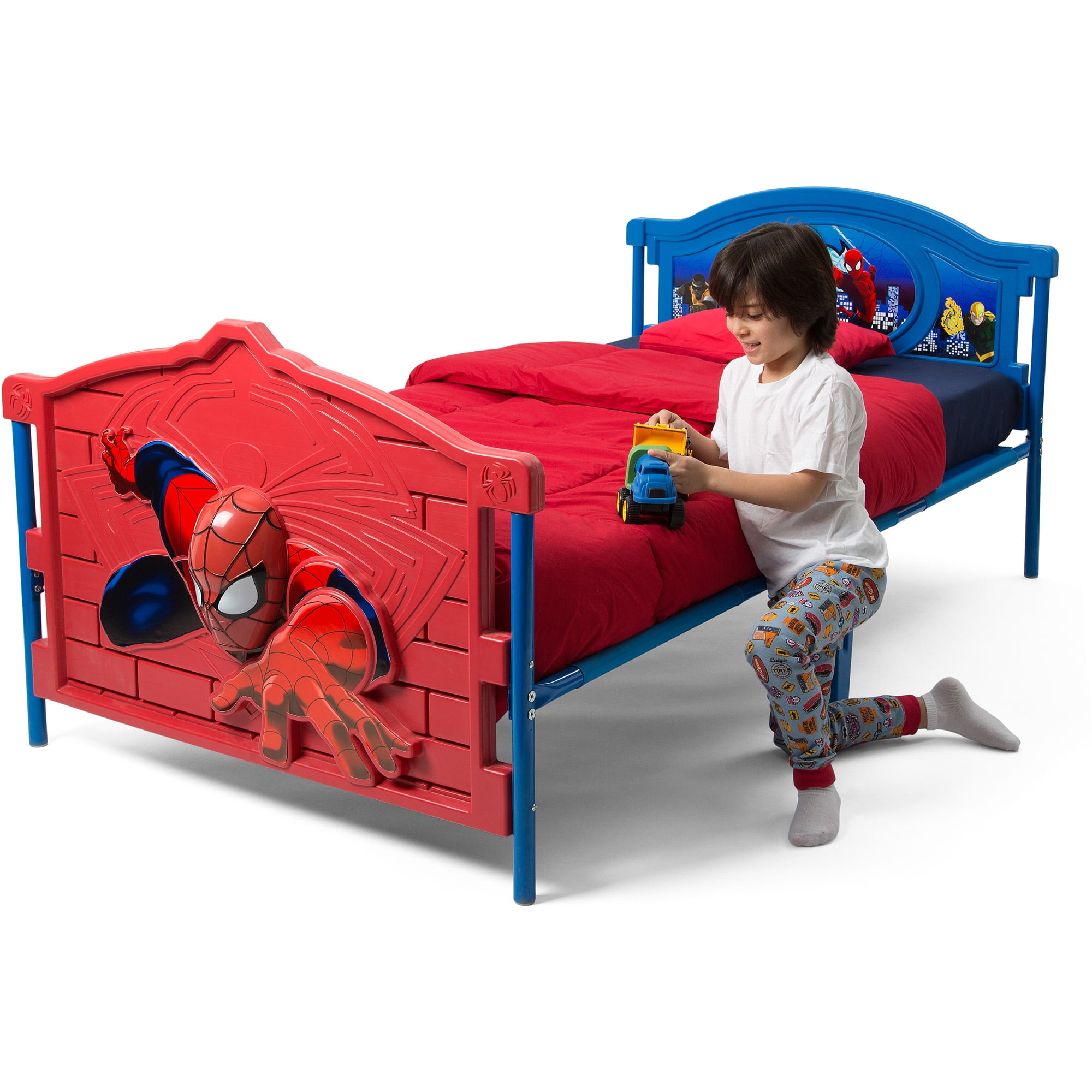 Delta Children Marvel Spider-Man 3D Plastic Twin Bed, Red - Image 2