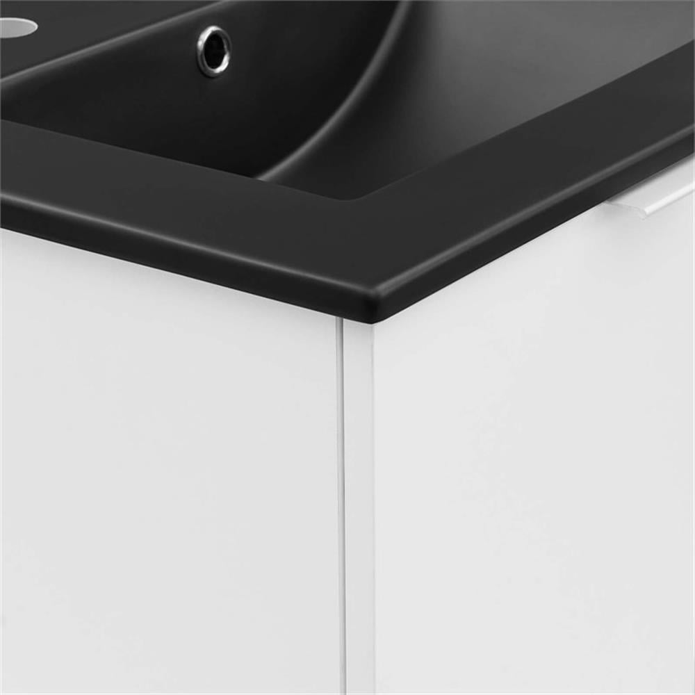 Modway Maybelle Modern Wood Wall-Mount Bathroom Vanity in White/Black - Image 4