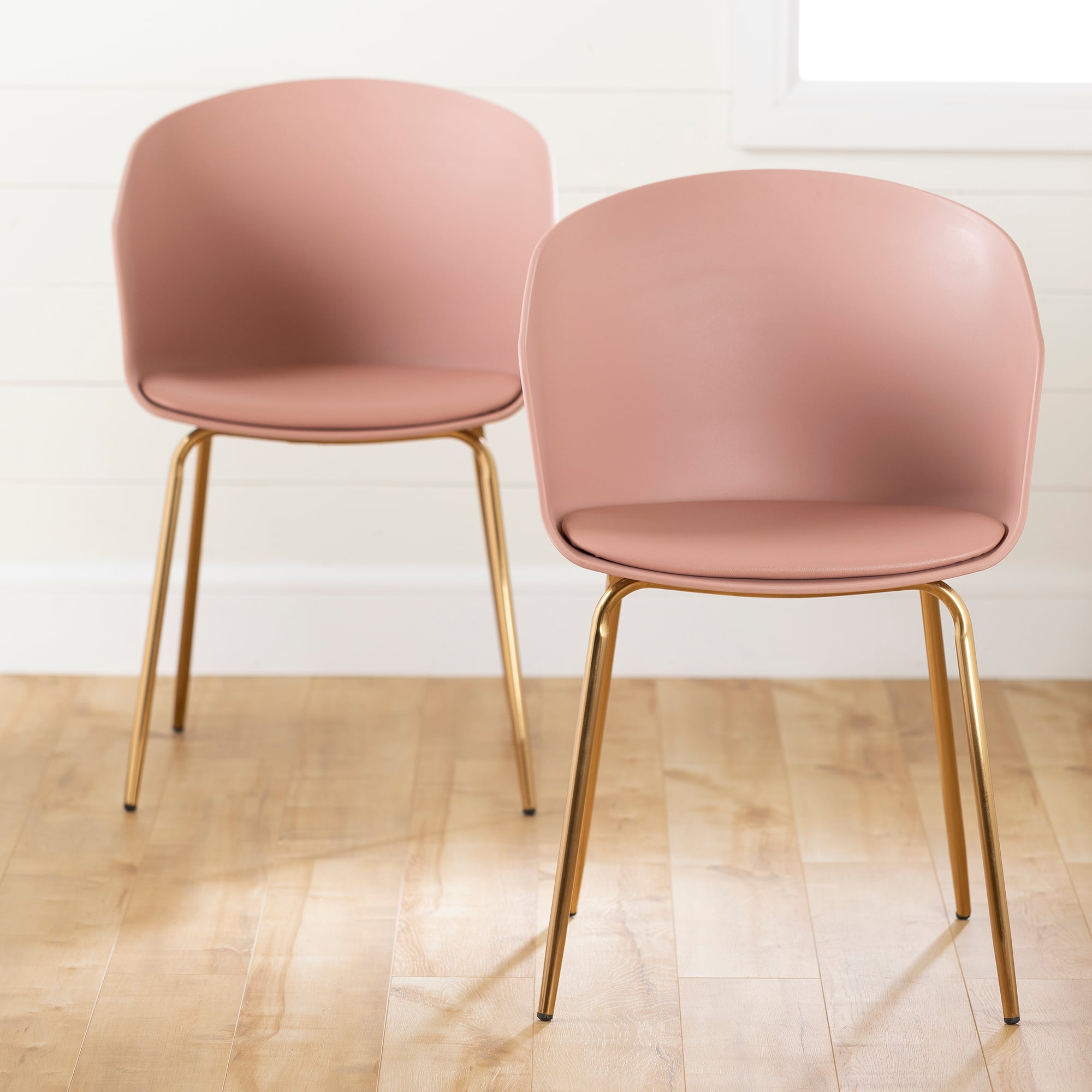 Flam Dining Chairs - Set of 2-Pink and Gold-South Shore - Image 9