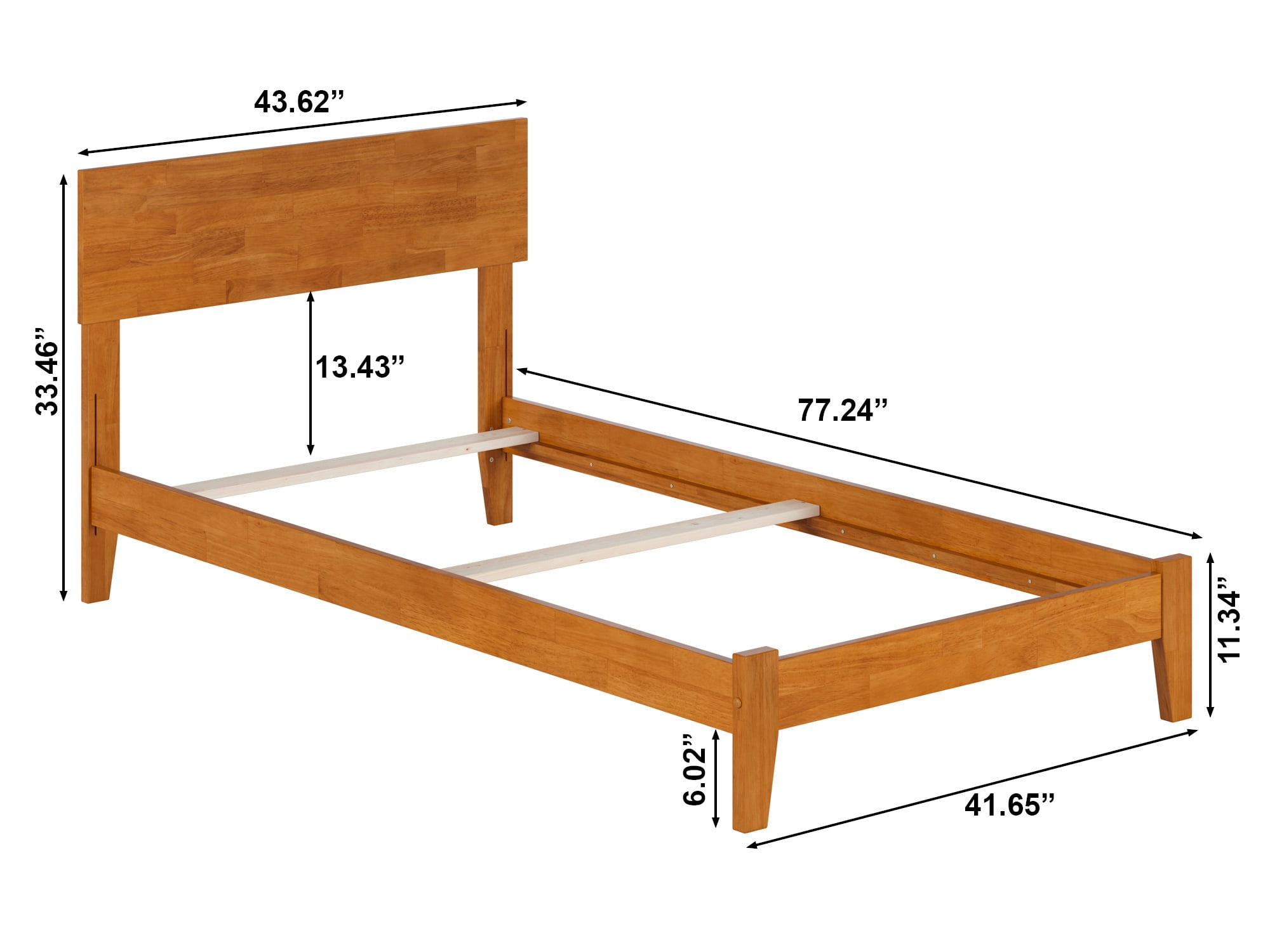 AFI Orlando Twin Solid Wood Foundation Bed, Light Toffee - Image 3