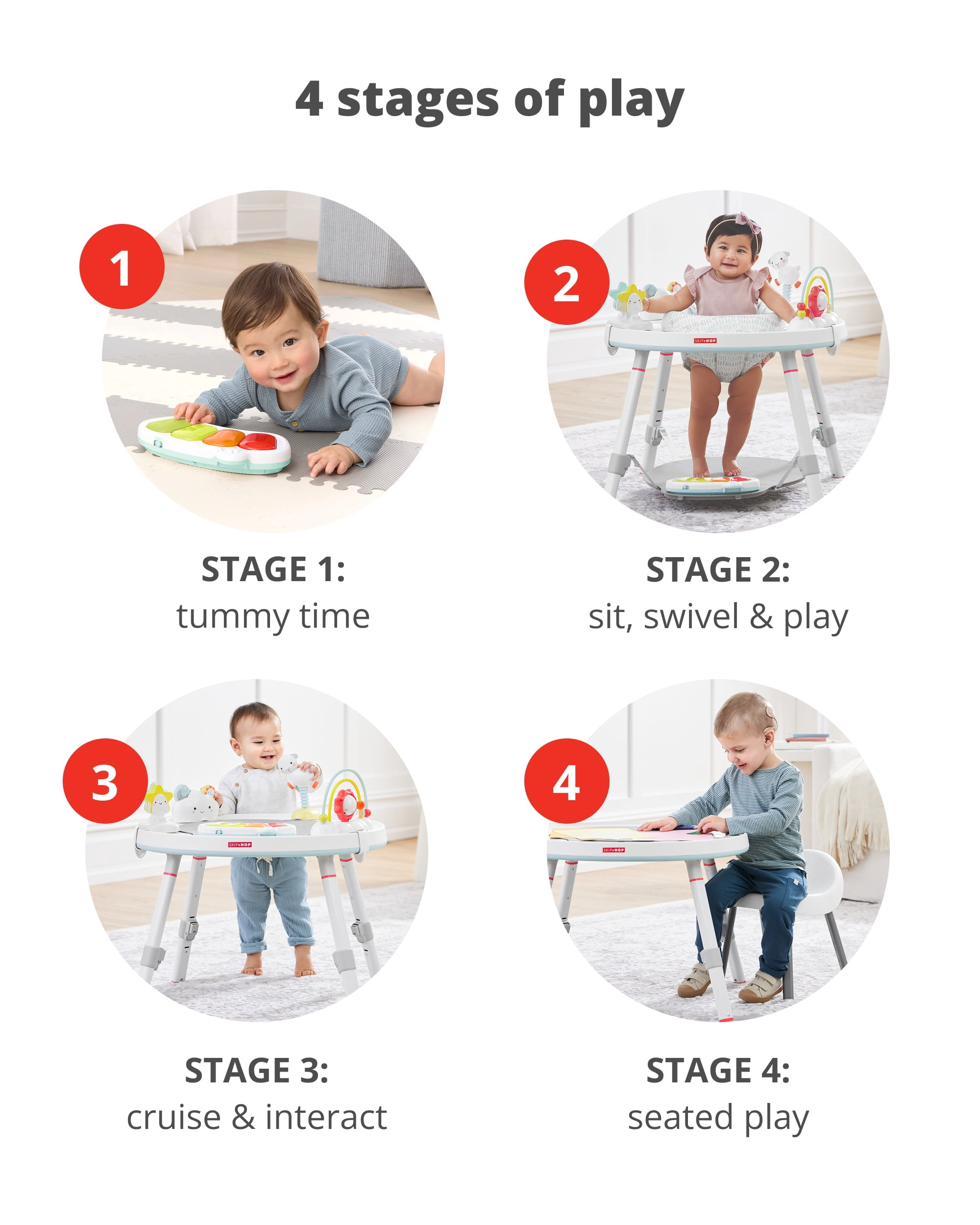 Skip Hop Baby Activity Center: Interactive Play Center with 3-Stage Functionality for 4 Months Plus, Silver Lining Cloud - Image 3