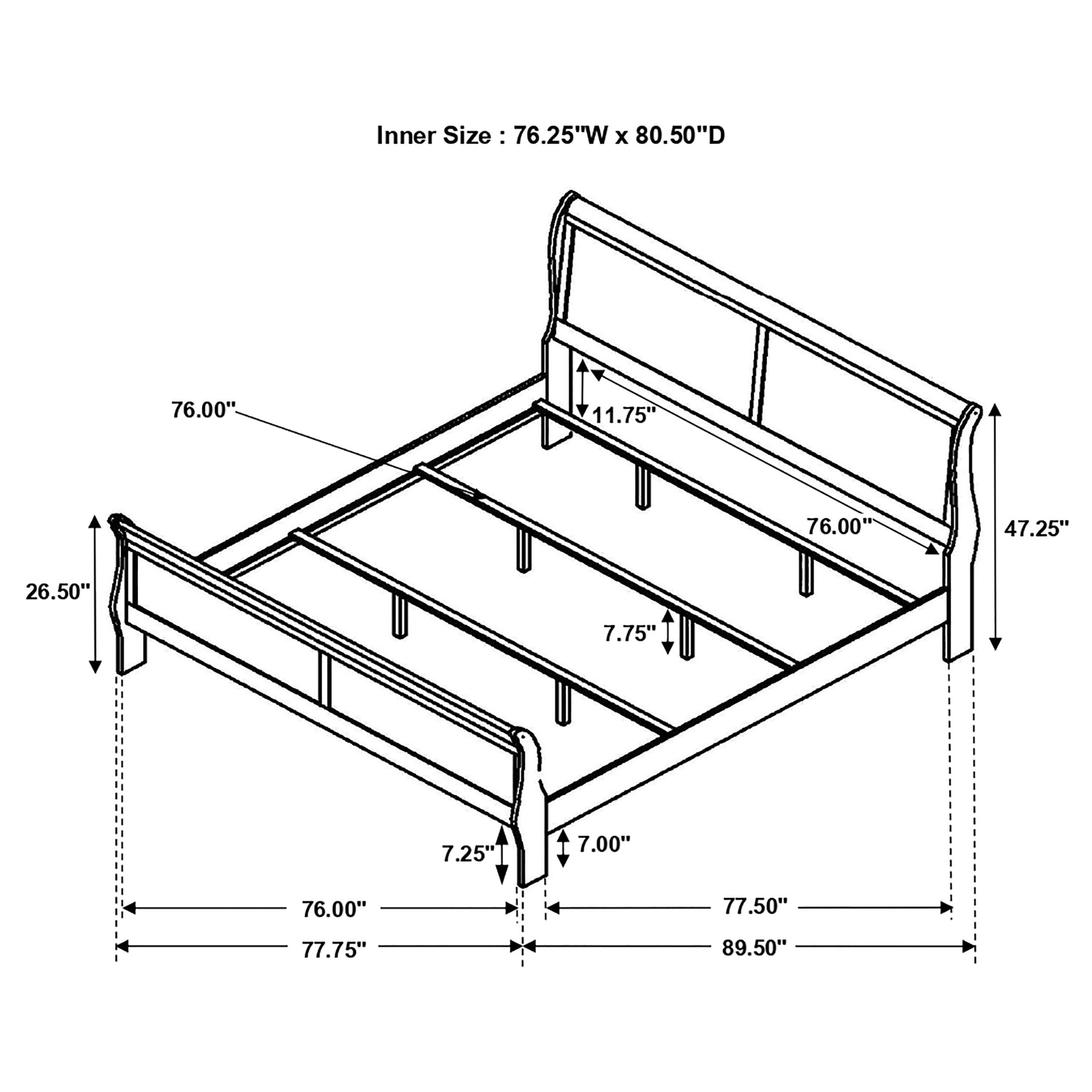 Louis Philippe Eastern King Panel Sleigh Bed Cappuccino - Image 6