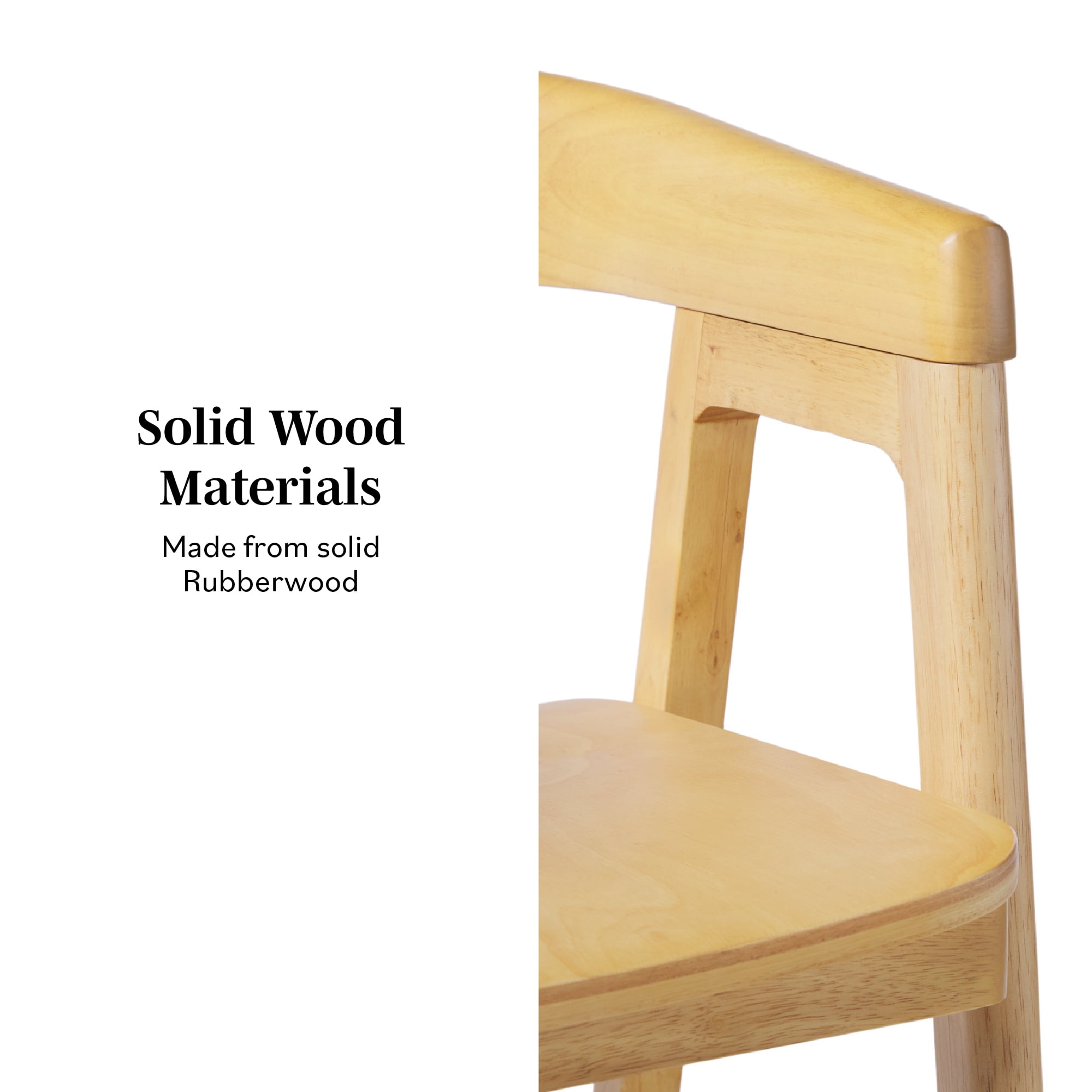 Walker Edison Modern Solid Wood Rounded Back Counter Stool, Natural - Image 2