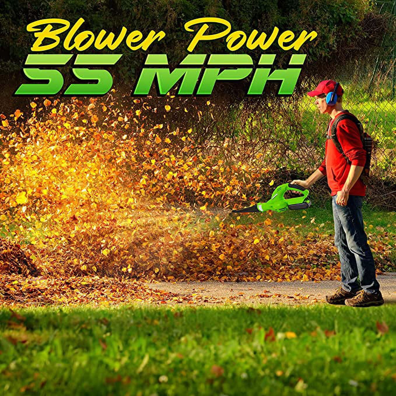 SereneLife Lightweight Cordless Leaf Blower 18V, 55 MPH Air Speed Rechargeable Battery & Charger - Image 6