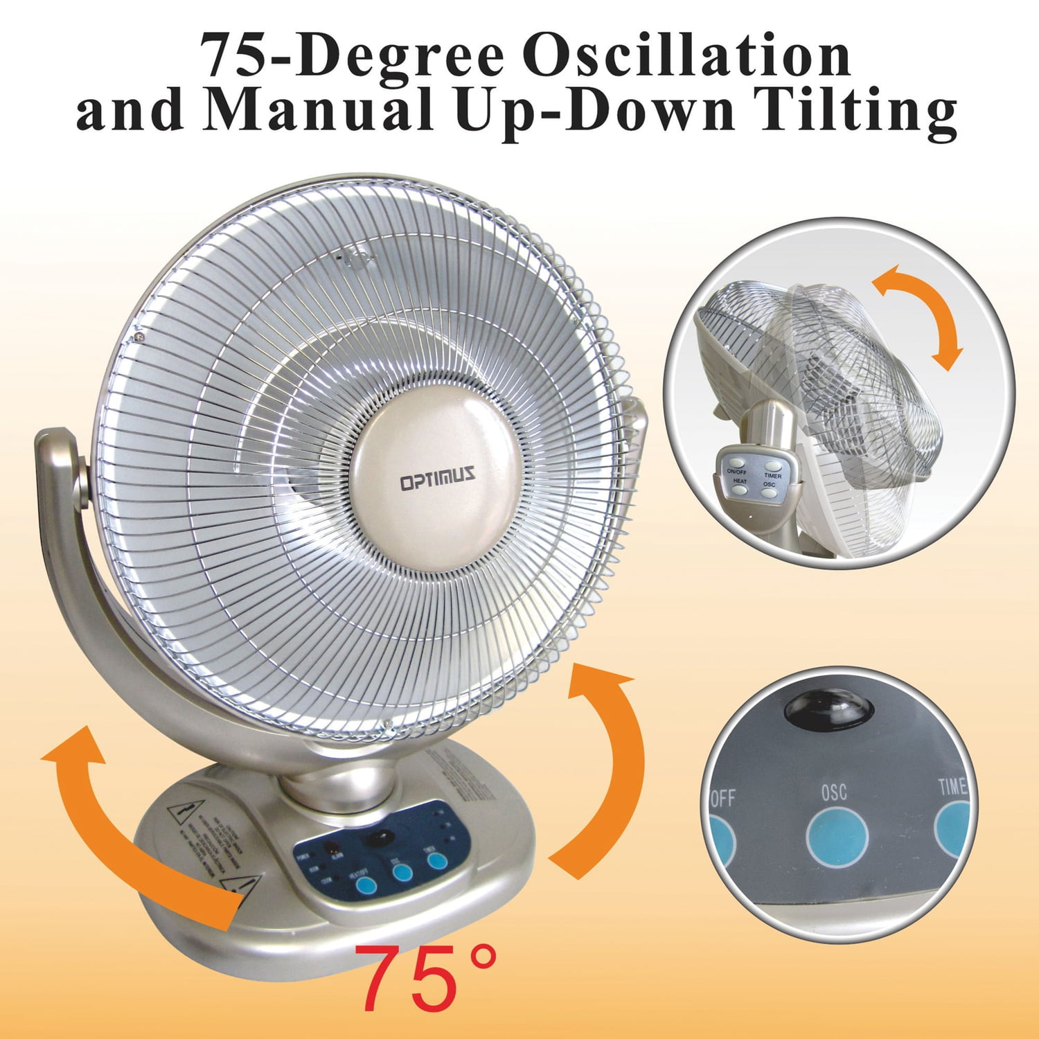Optimus 14" Oscil Dish Heater with Remote Control - OPEN BOX - Image 6