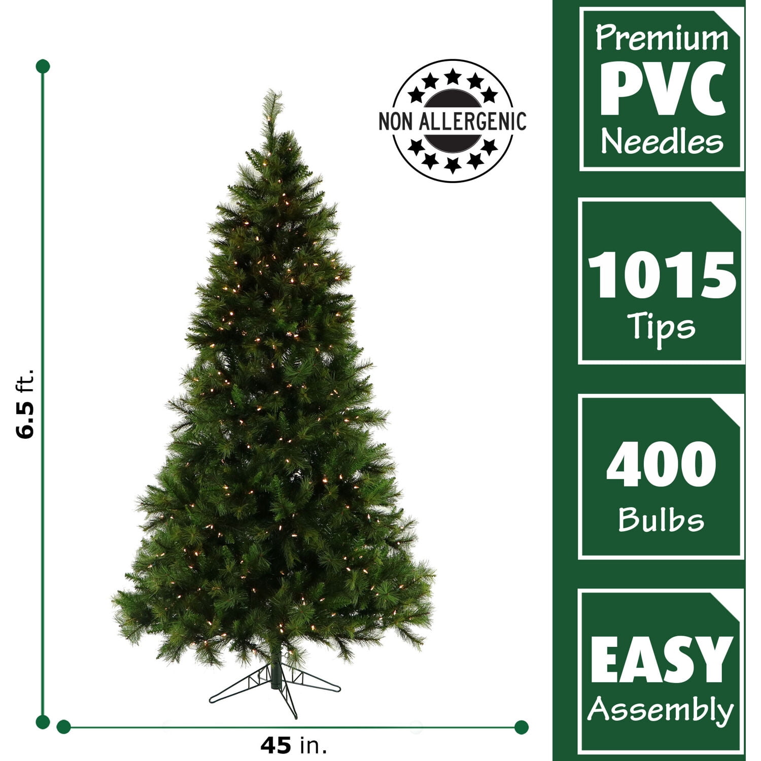 Fraser Hill Farm 6.5-foot Pre-Lit Canyon Pine Green Artificial Christmas Tree with Warm White LED String Lights, Traditional Silhouette | Realistic Foliage, Stand Included, FFCM065-5GR - Image 4