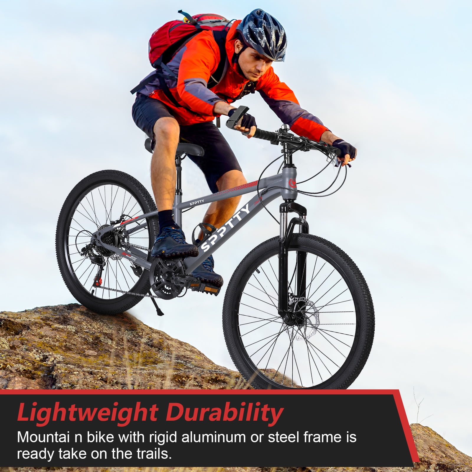 SPPTTY 21 Speed Mountain Bike,24 inch Bike for Men Women Boys Girls,Disc Brakes Dual Suspension - Image 7