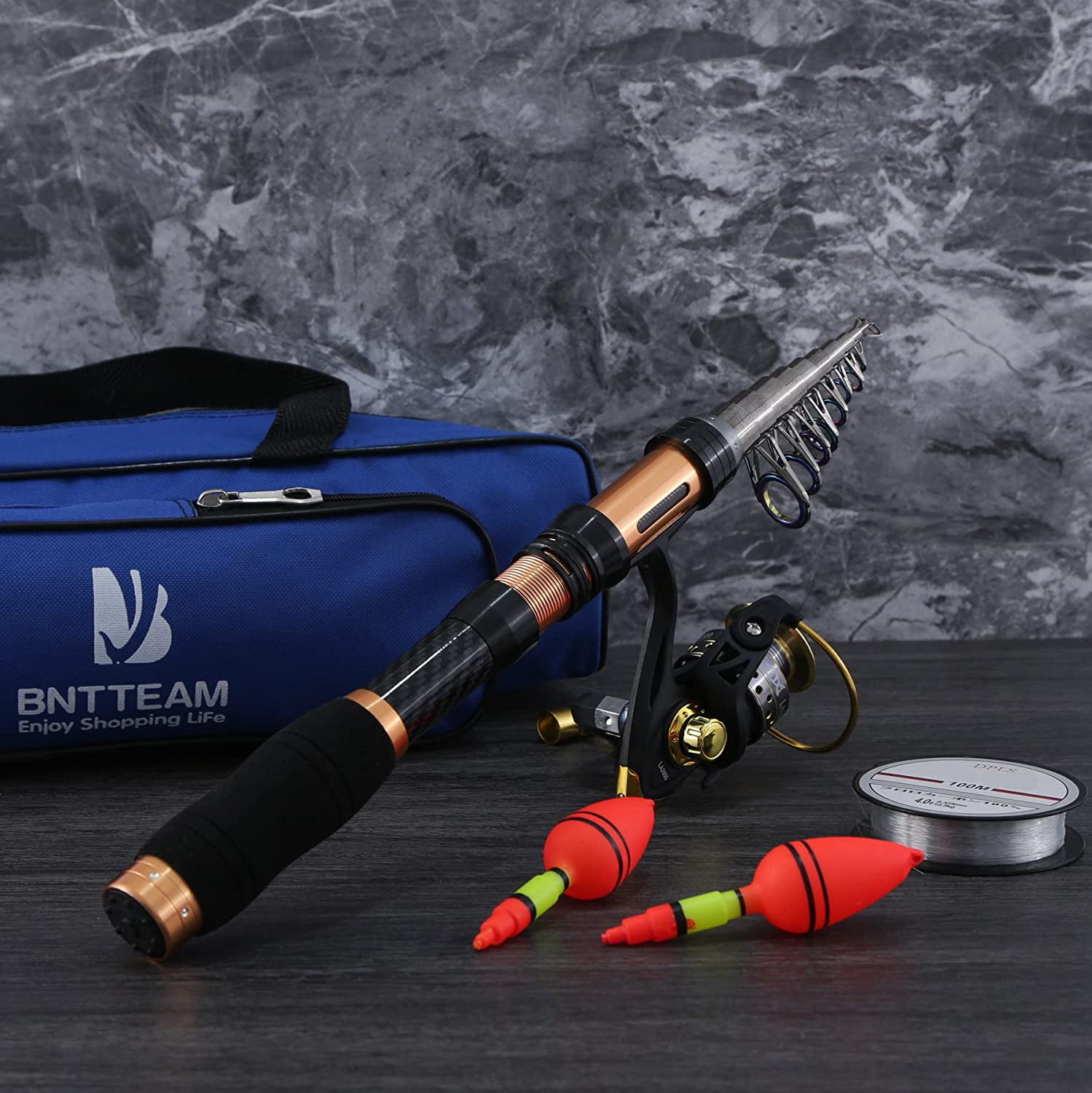 BNTTEAM Spinning Rod and Reel Combo 2.1m,2.4m,3.0m 3.6m Carbon Telescopic Fishing Rod 13BB Fishing Reel Bag Lures Line Hooks Set - Image 2