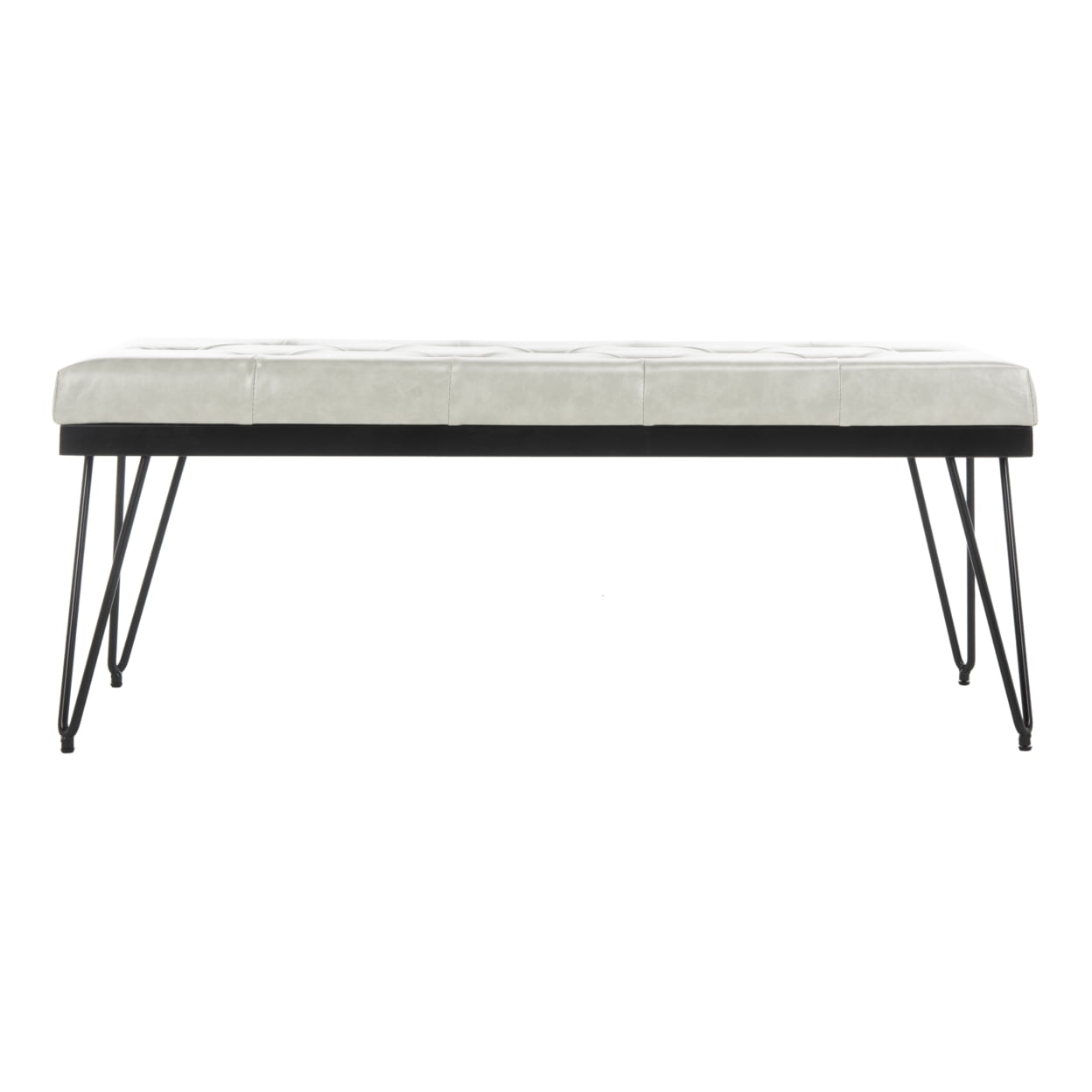 SAFAVIEH Marcella Contemporary Mid-Century Tufted Bench, Grey/Black - Image 2