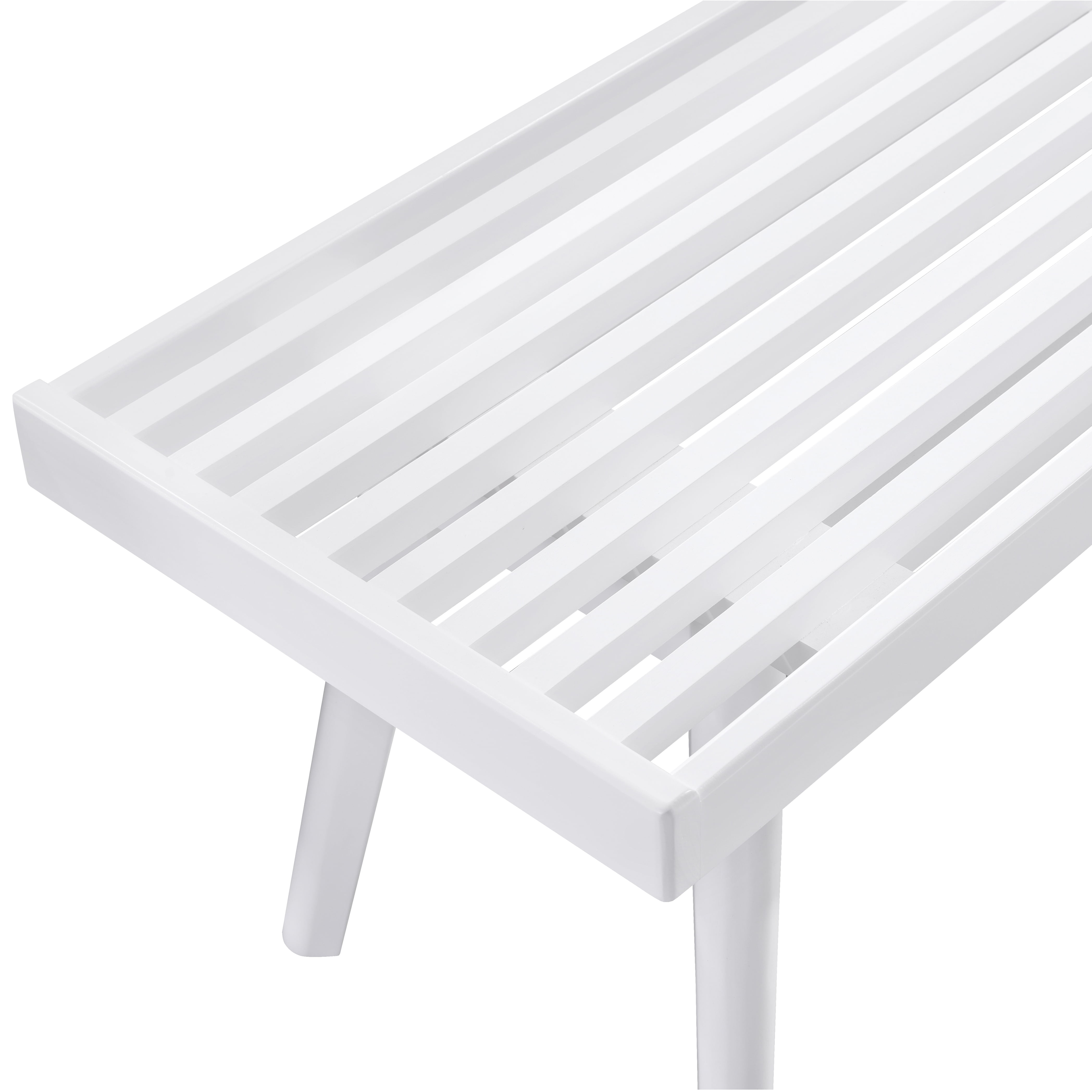 Roundhill Furniture Larwich No Rectangular Entryway Bench with Solid Wood Construction, White - Image 4