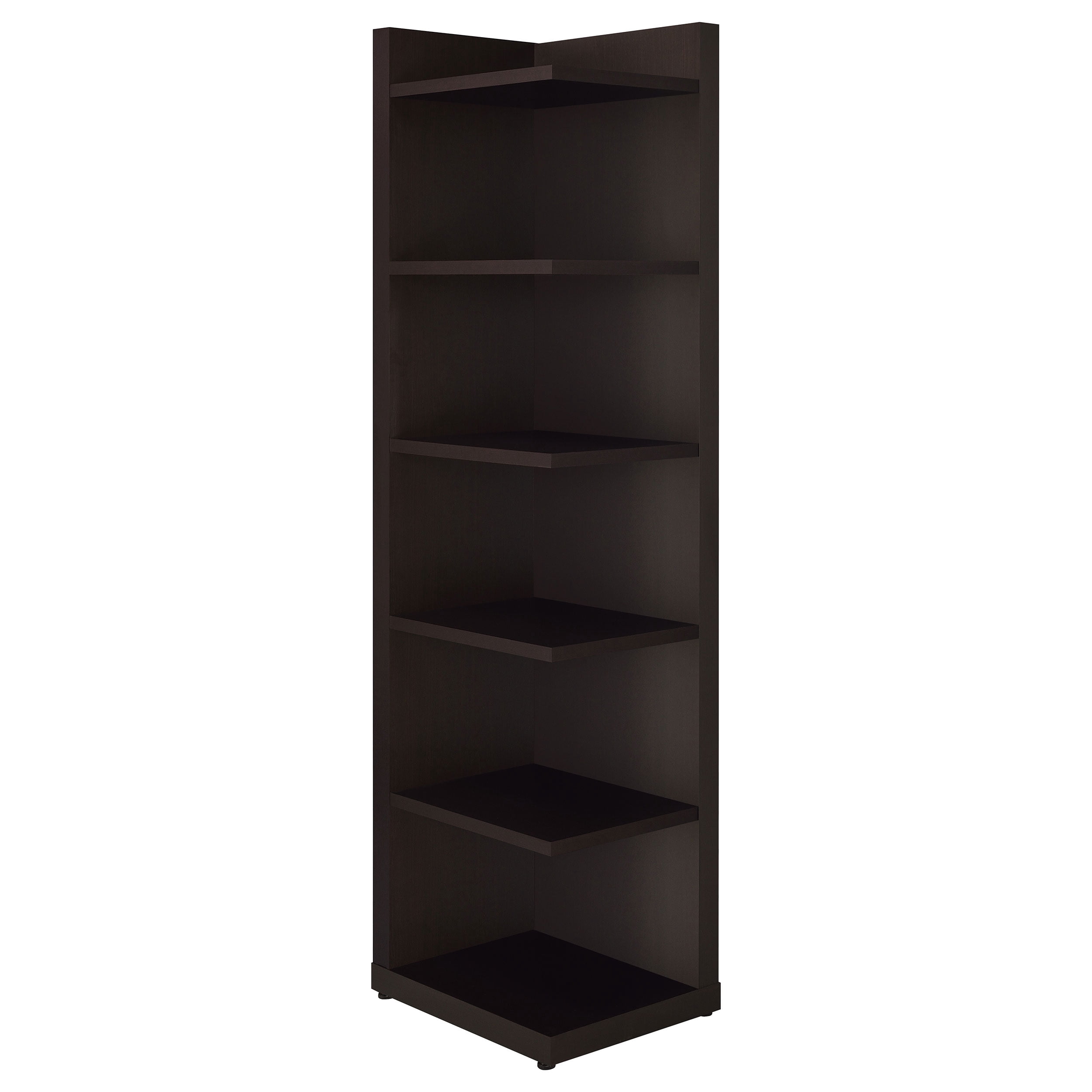 Alder 71-inch 6-shelf Corner Bookcase Cappuccino - Image 3