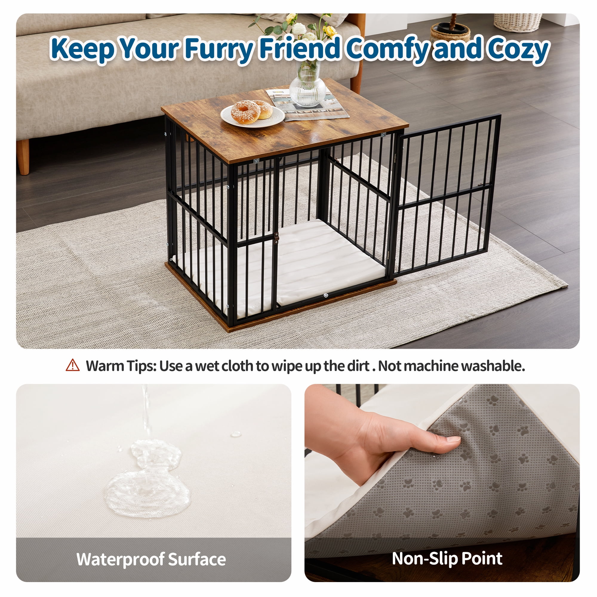 Made4Pets 2-Door Wooden Furniture Style Crate for Dogs with Cushion - Image 13