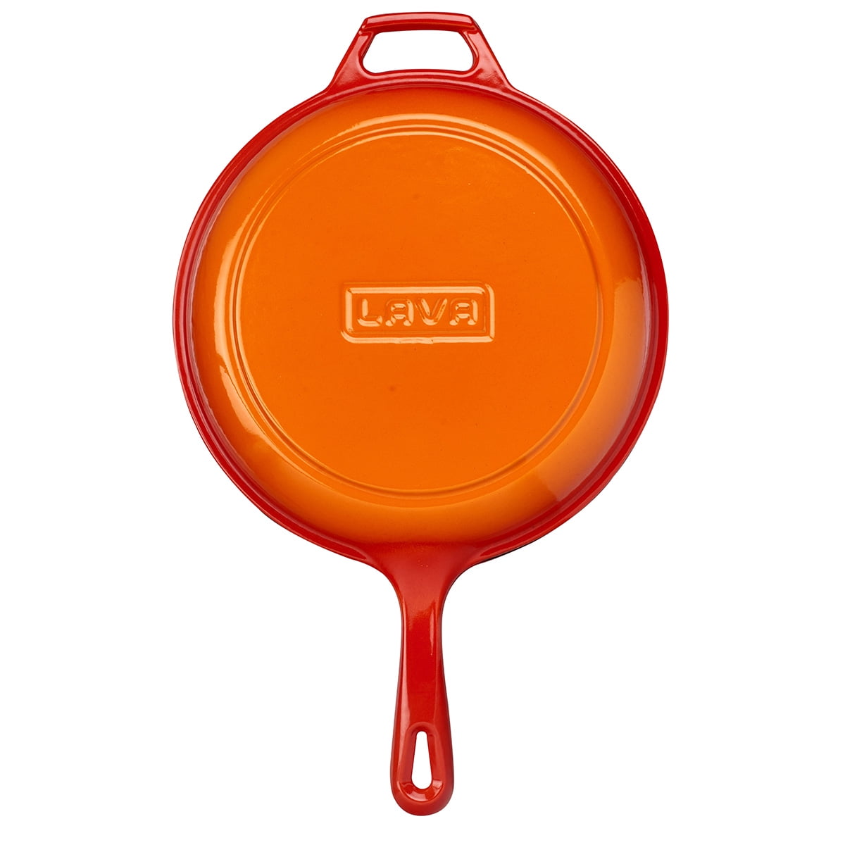 Lava Enameled Cast Iron Combo Deep Skillet and Frying Pan Lid - 10 Inch Diameter, Three Layers of Enamel Coated, 2-in-1 Dual Use Cast Iron Multi Cooker (Orange) - Image 3
