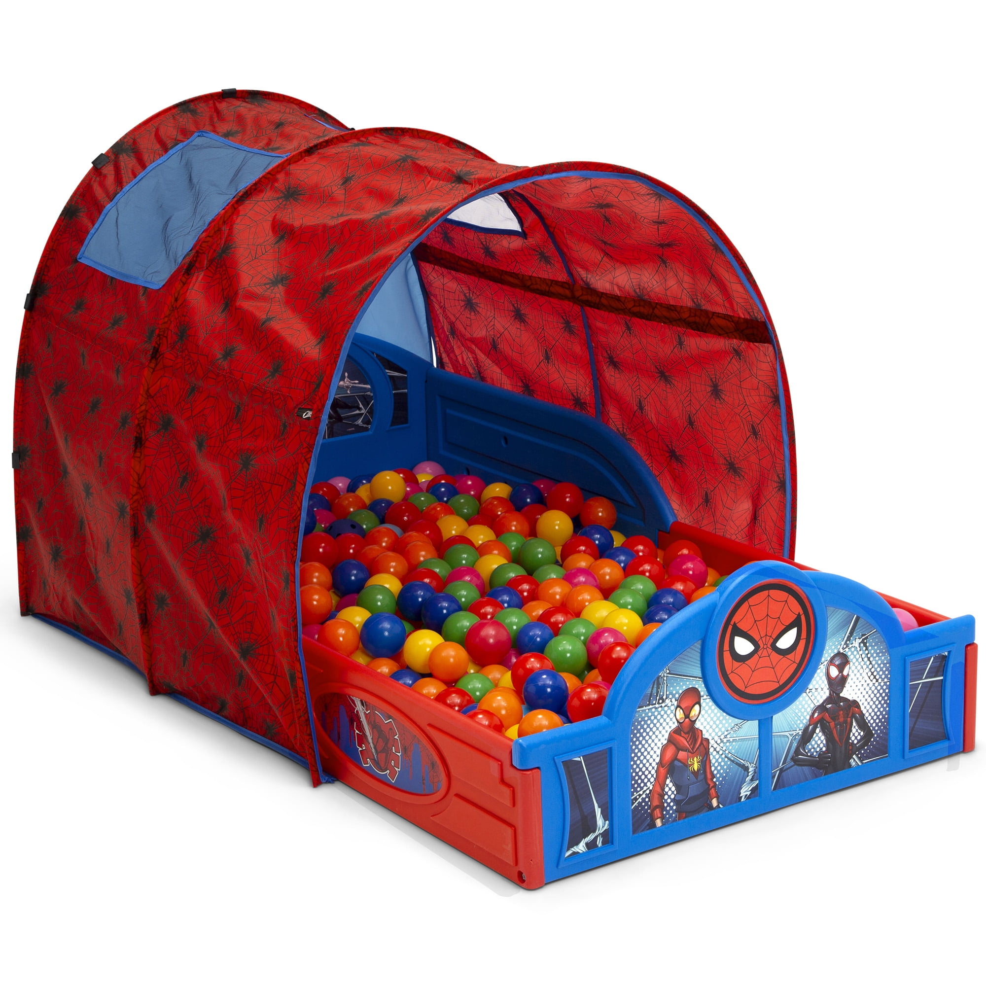 Marvel Spider-Man Sleep and Play Toddler Bed with Tent and Built-In Guardrails by Delta Children - Image 6