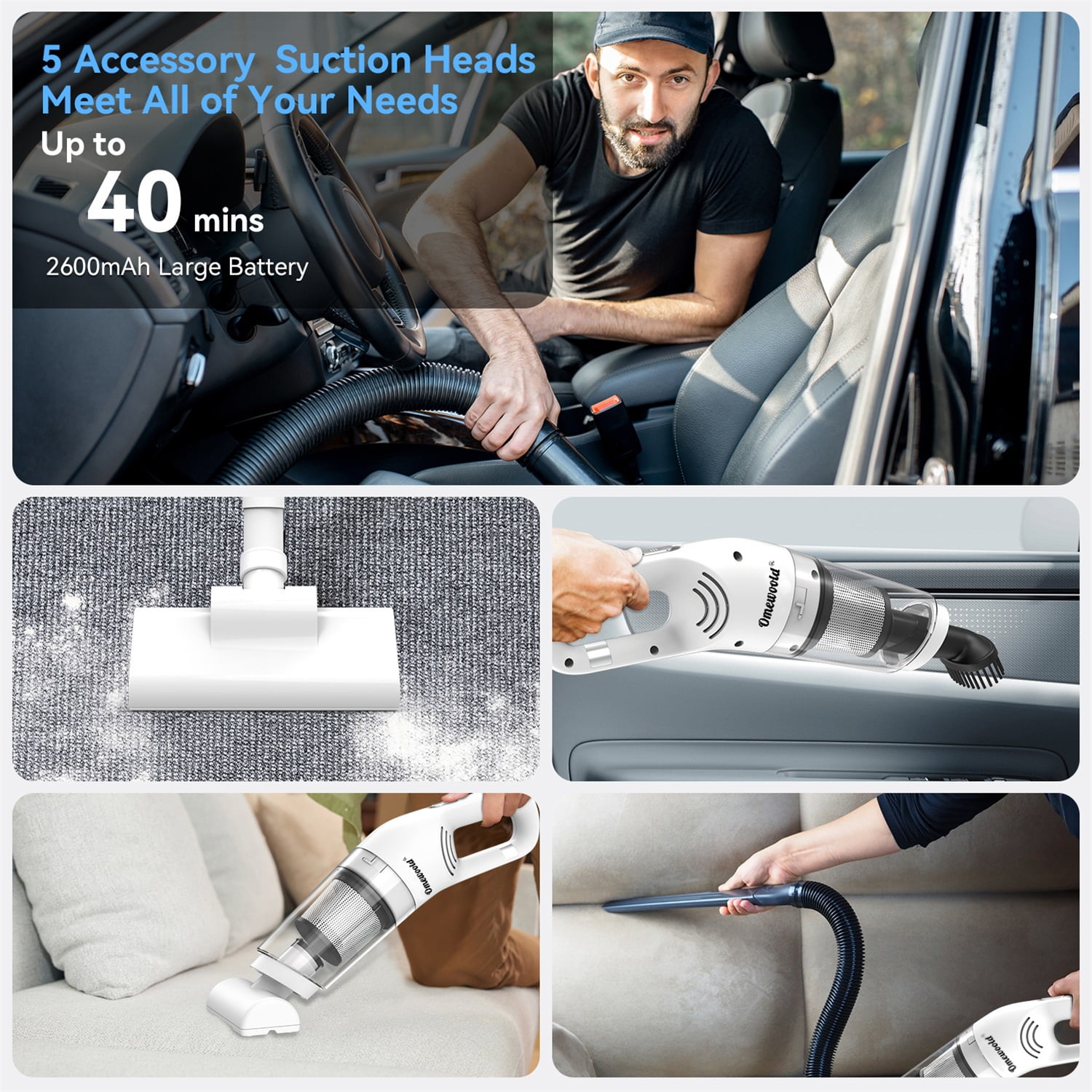 Cordless Stick Vacuum Cleaners, Lightweight Cordless Vacuum 20 Kpa 40 Mins Max Runtime,5-in-1 Hardwood Floor Vacuum for Home Hard Floor Carpet Pet Hair - Image 9