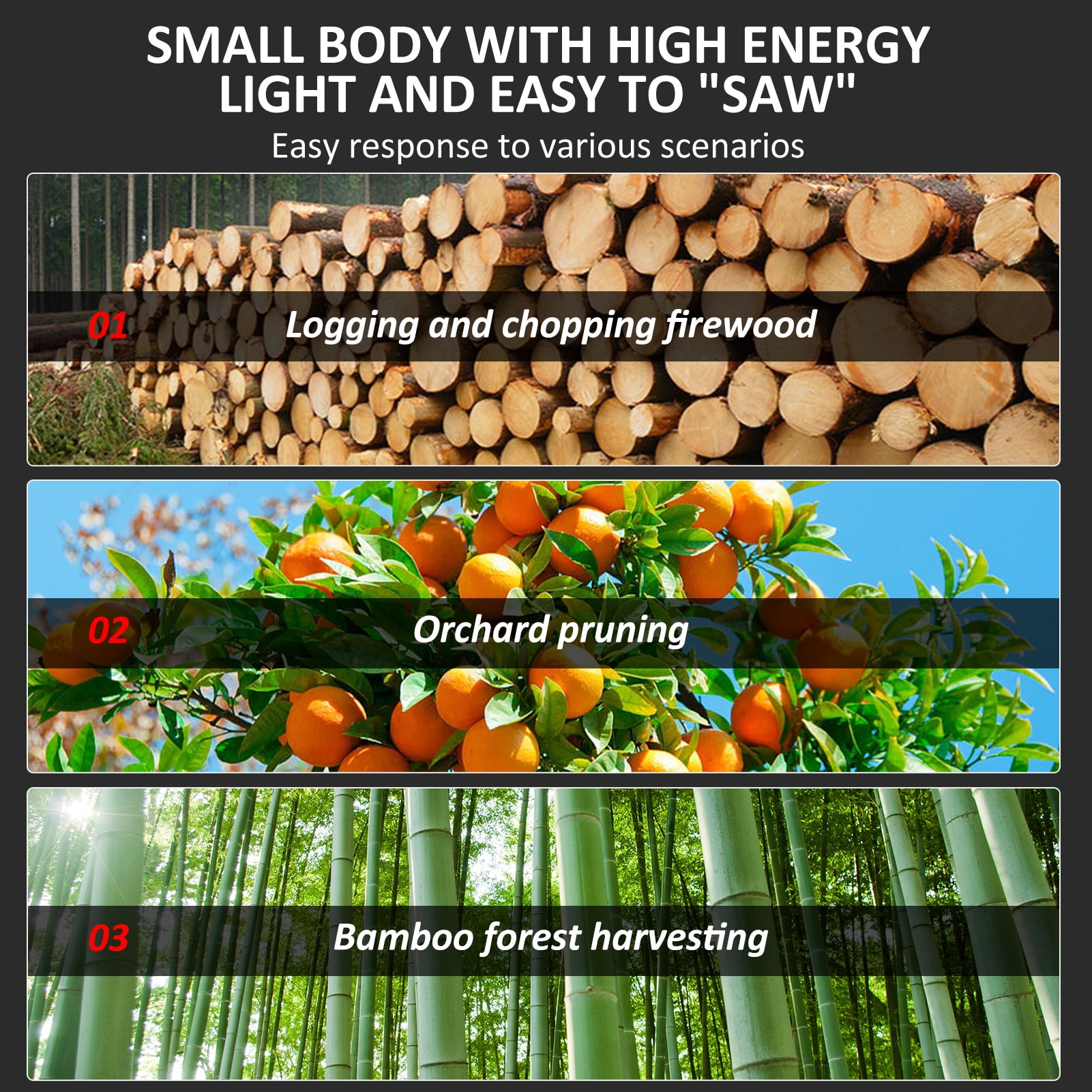 CACAGOO 20V 6inch/8inch Cordless Pole Saw Height Adjustable Electric Chainsaw with 2 batteries for Wood Cutting, Trimming - Image 10