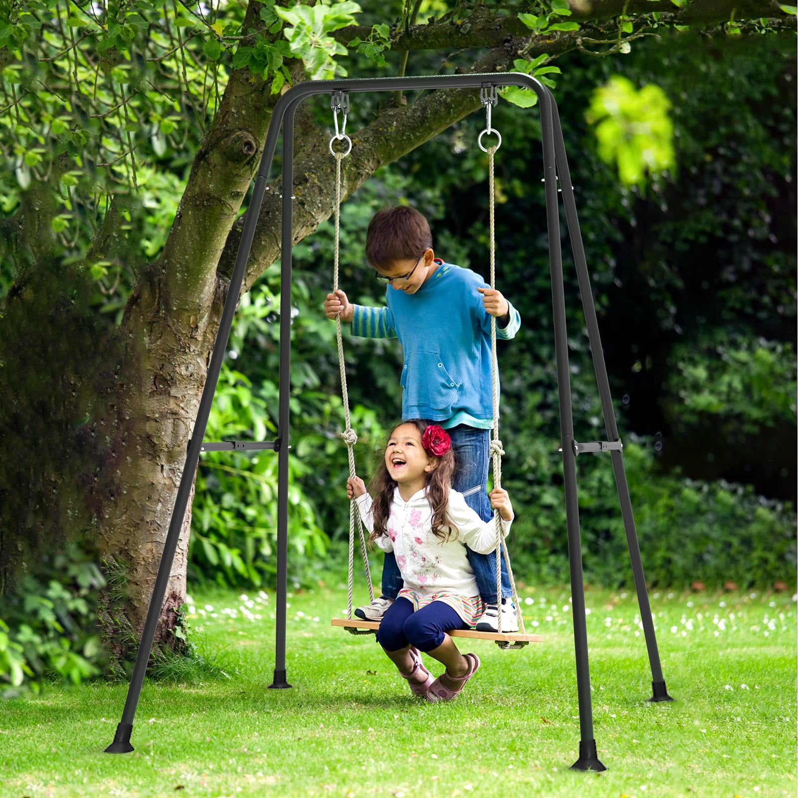 G TALECO GEAR Foldable Swing Stand for Kids, Toddler Swing Sets for Backyard, Outdoor Metal Swing Frame for Baby Swings, Black - Image 5