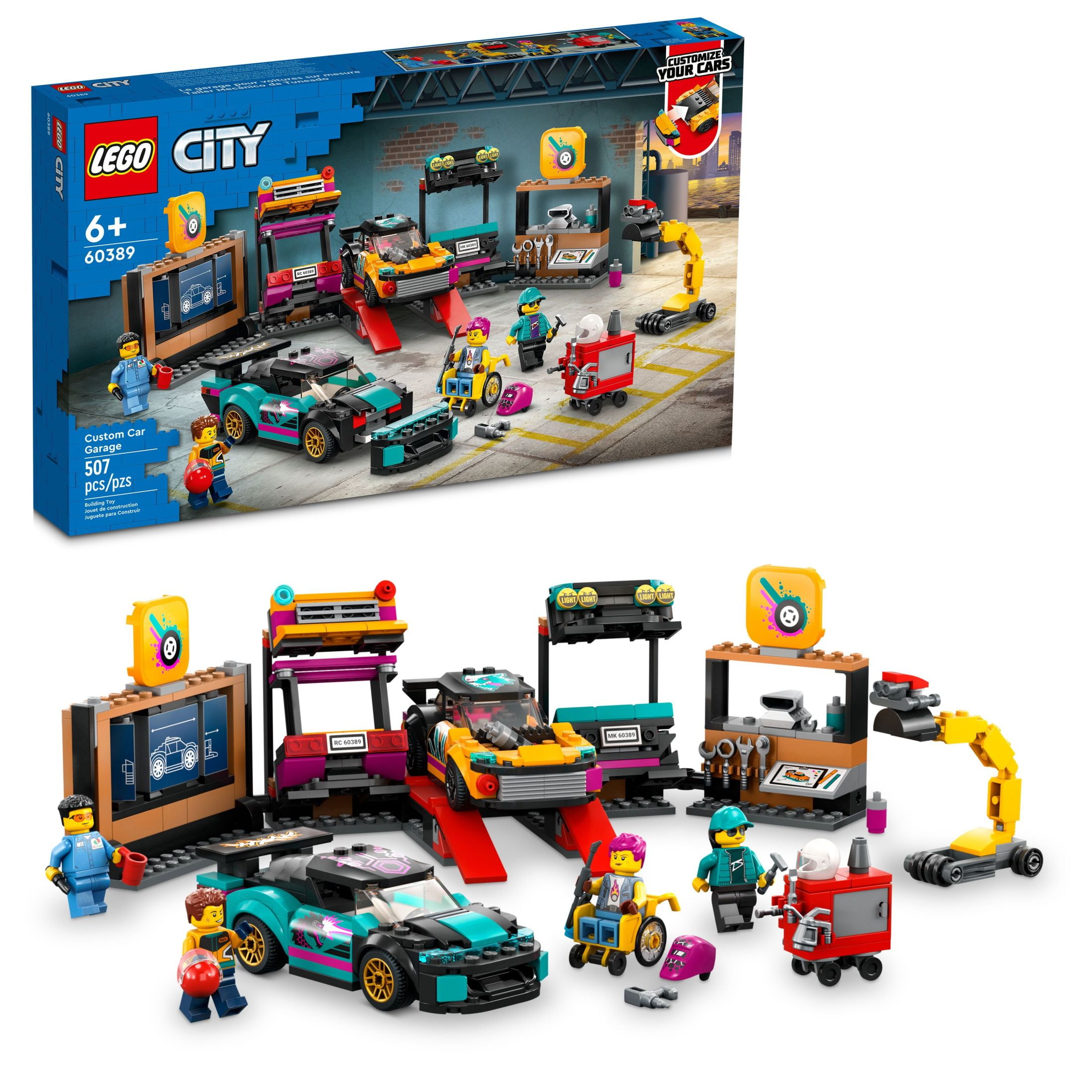 LEGO City Custom Car Garage 60389, Toy Garage Building Set with 2 Cutomizable Cars, Pretend Play Mechanic Toy with 4 Mini Figures, Birthday Gift Idea for Boys, Girls, Kids Who Love Cars Age 6+ - Image 8