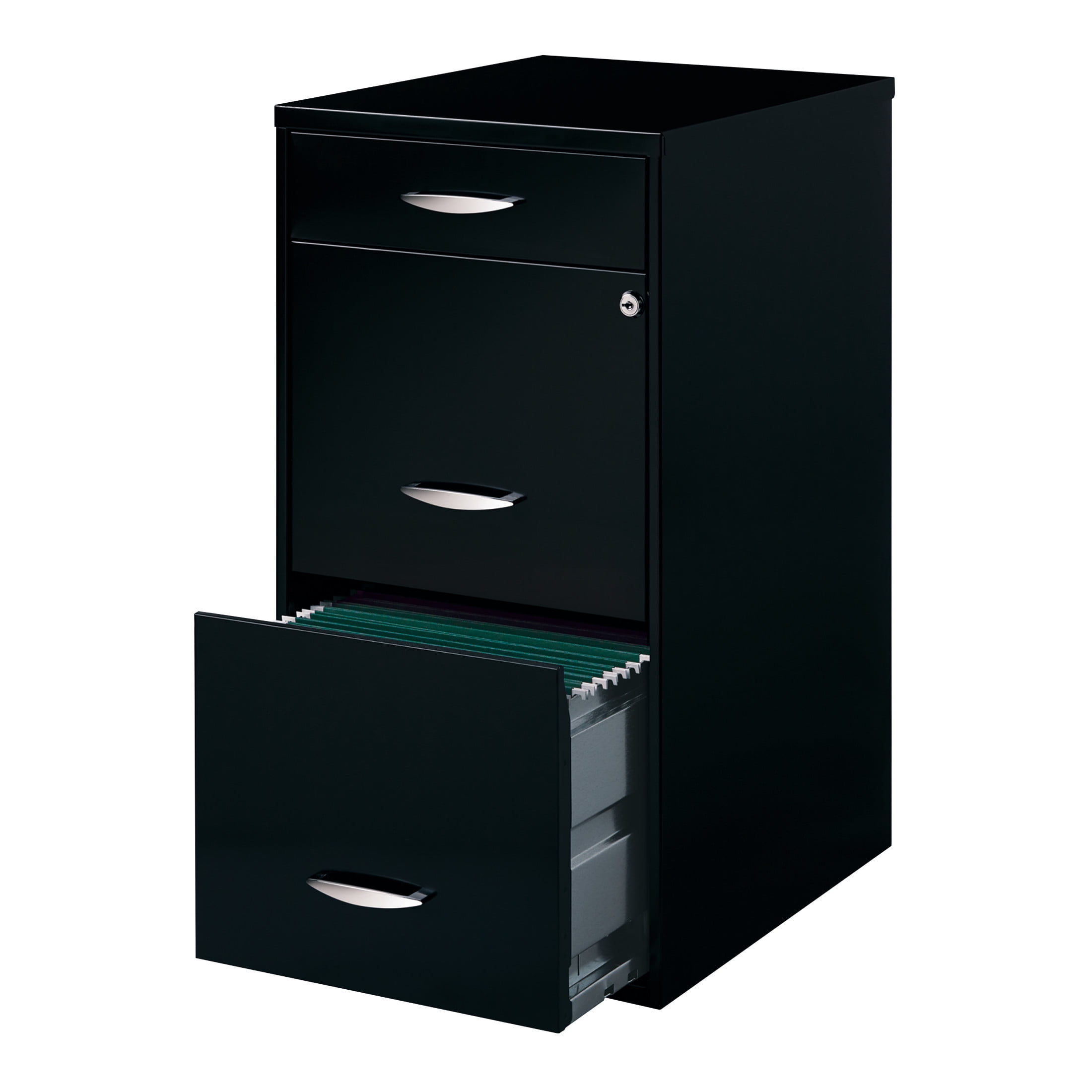 Space Solutions 3 Drawer Letter Width Vertical File Cabinet with Pencil Drawer, Black - Image 4