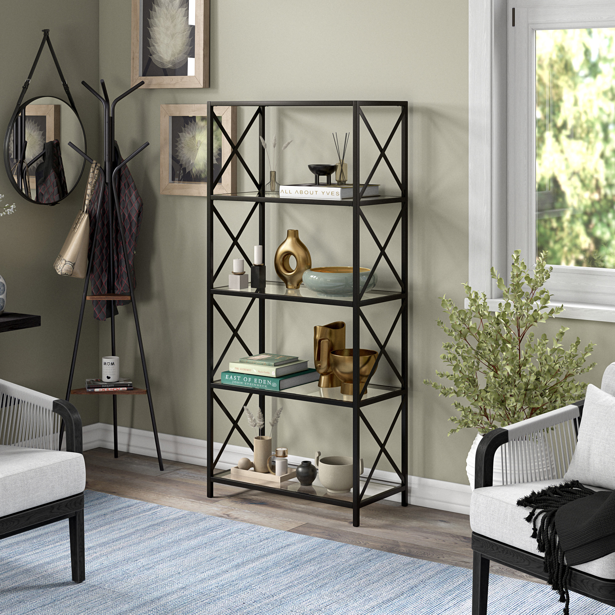 Evelyn&Zoe Celine 30" Wide Rectangular Bookcase, Blackened Bronze - Image 11