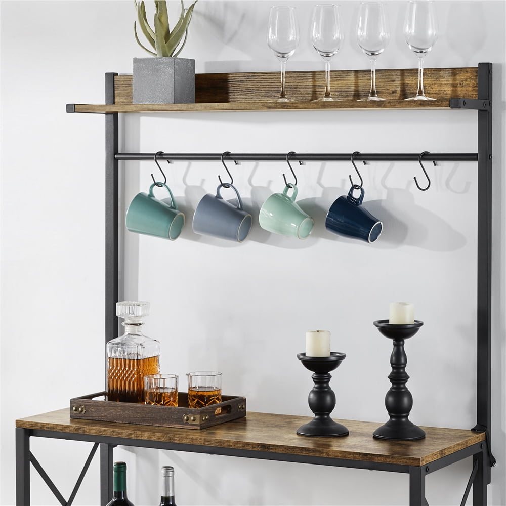 Renwick Kitchen Baker's Rack Storage Shelf Microwave Oven Stand, Rustic Brown - Image 8