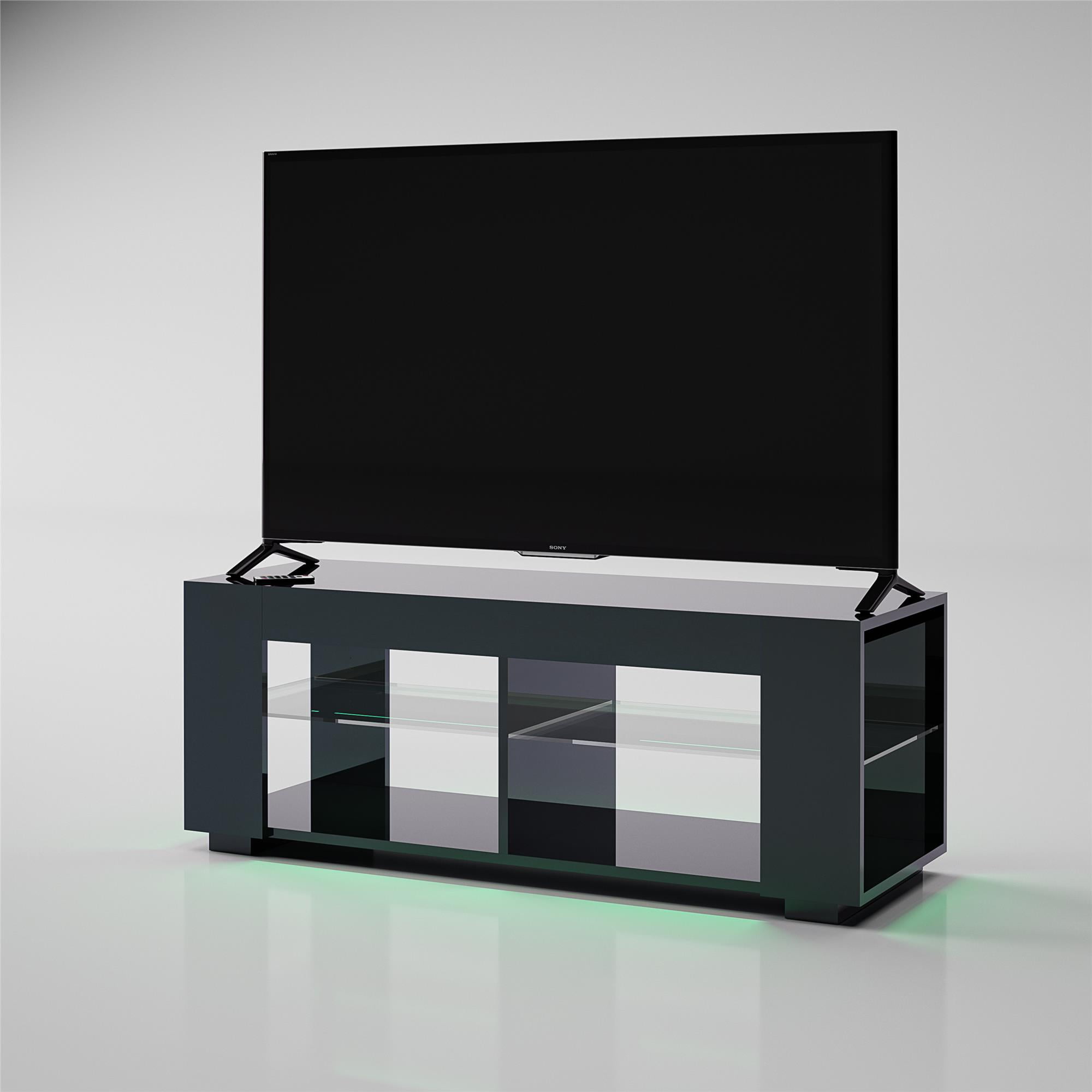 NTense LED TV Stand with Glass Shelves for TVs up to 55", Black Gloss - Image 15