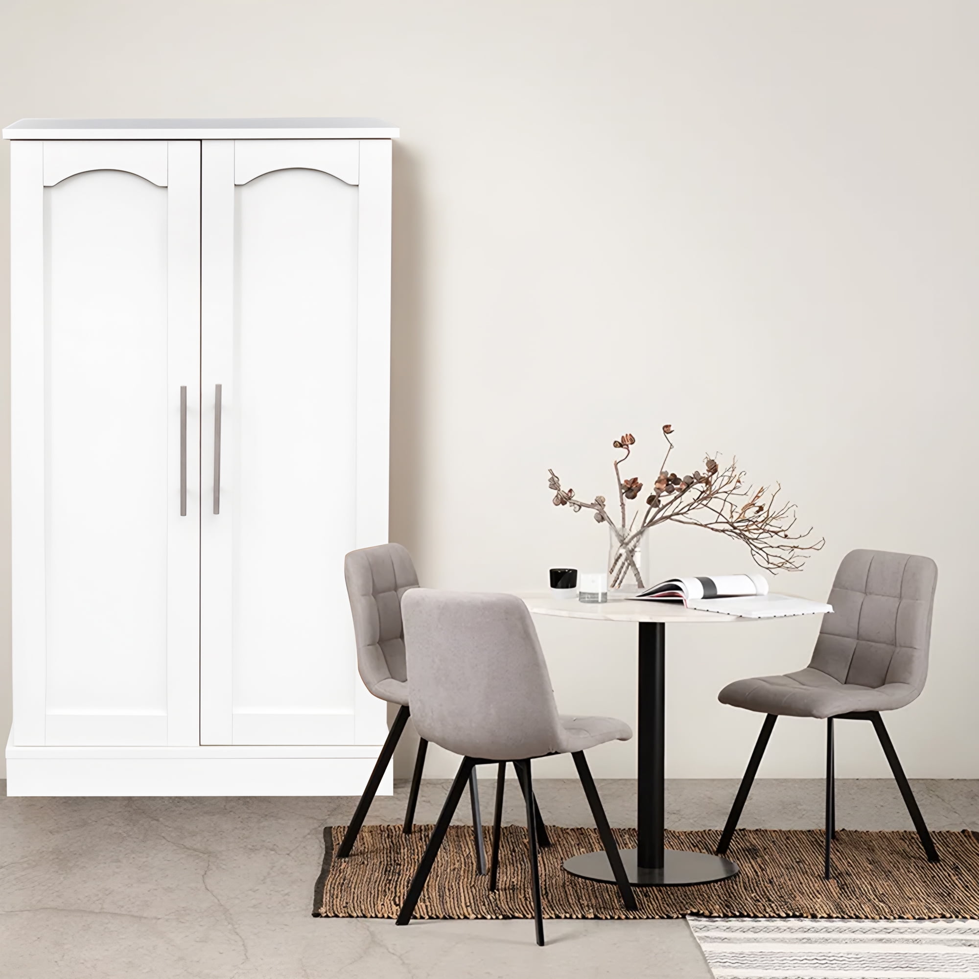 SUGIFT 41" White Kitchen Pantry Storage Freestanding Buffet Cupboards with Doors & Adjustable Shelves Pantry Organizers for Living Room and Dinning Room - Image 9