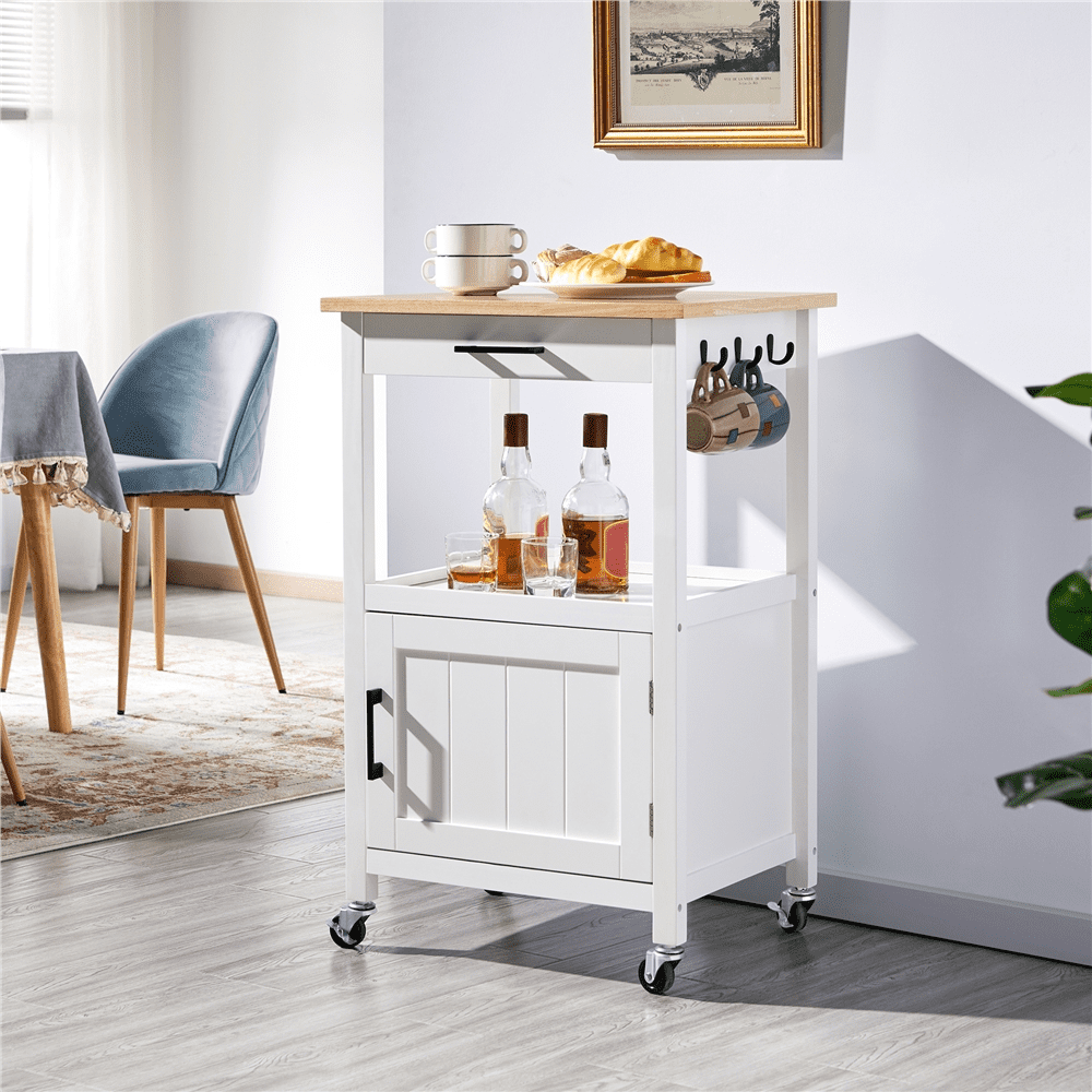 Renwick 22" Rolling Kitchen Island Cart with Wheels, White - Image 9