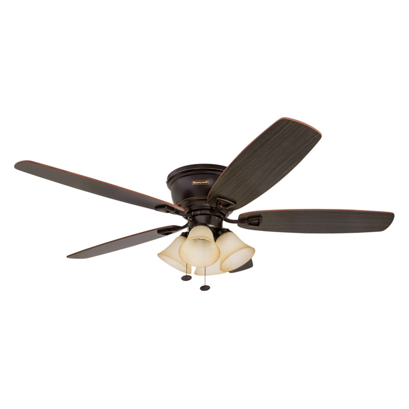 52" Honeywell Glen Alden Brushed Nickel Hugger Ceiling Fan with 4 Light - Image 11