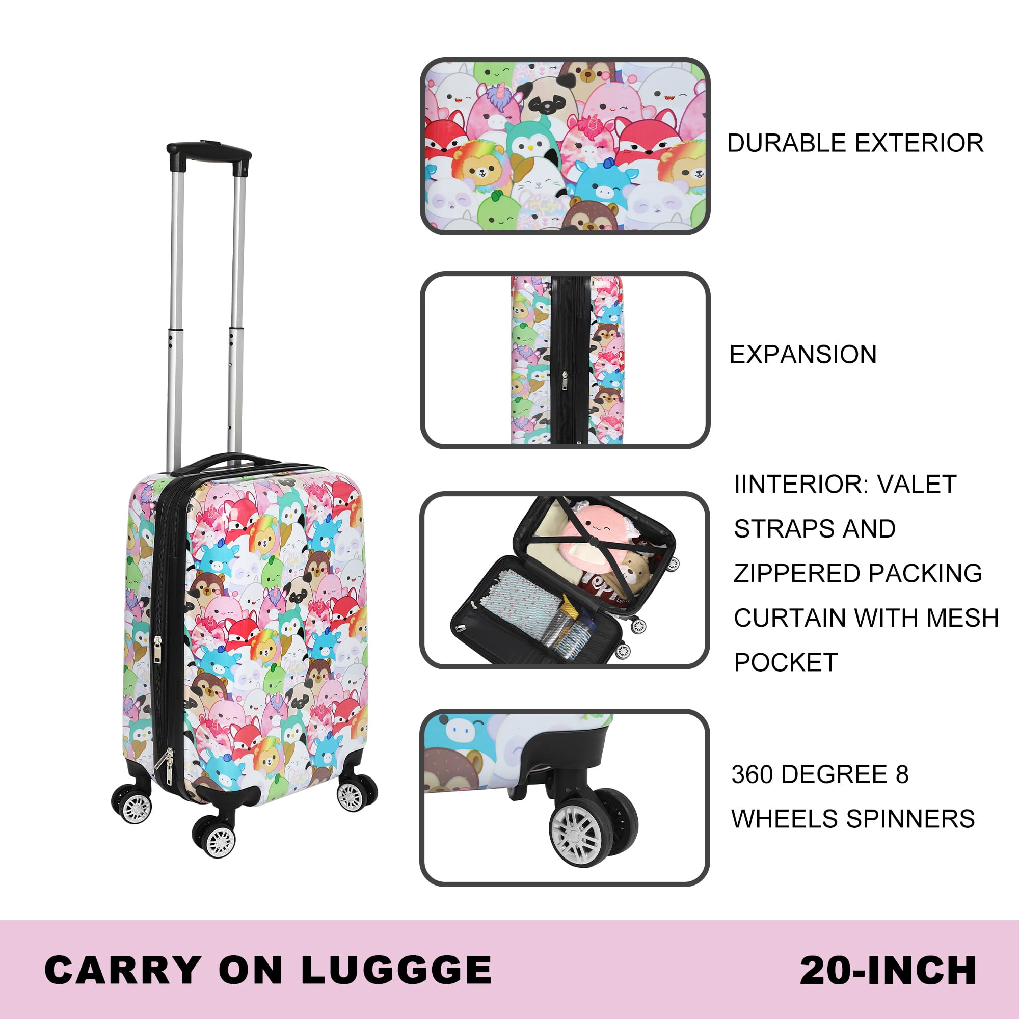 Squishmallows All-Over Character Print 20" Carry-On Luggage-OSFA - Image 5