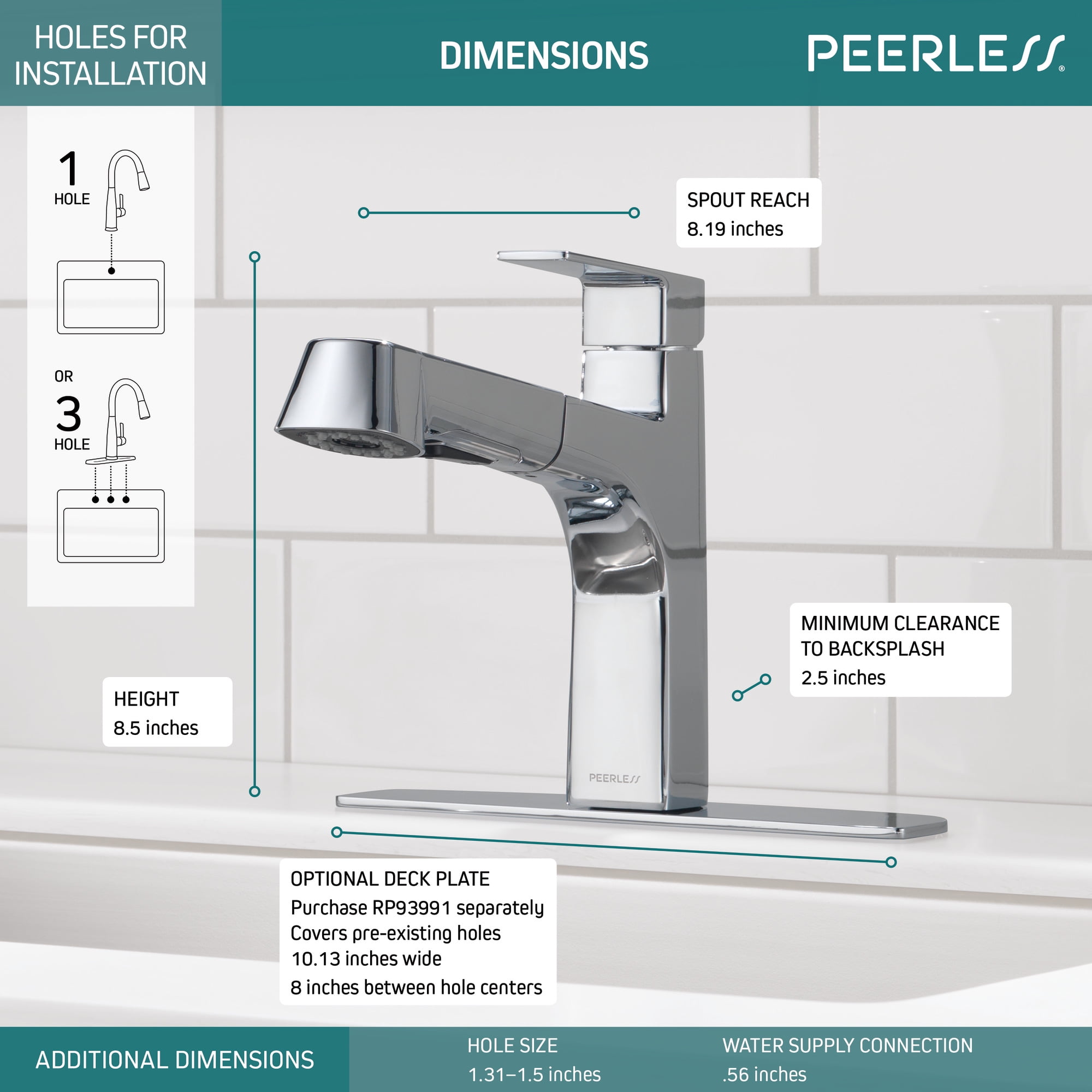 Peerless Xander Single-Handle Pullout Kitchen - P6919LF - Chrome - Image 6