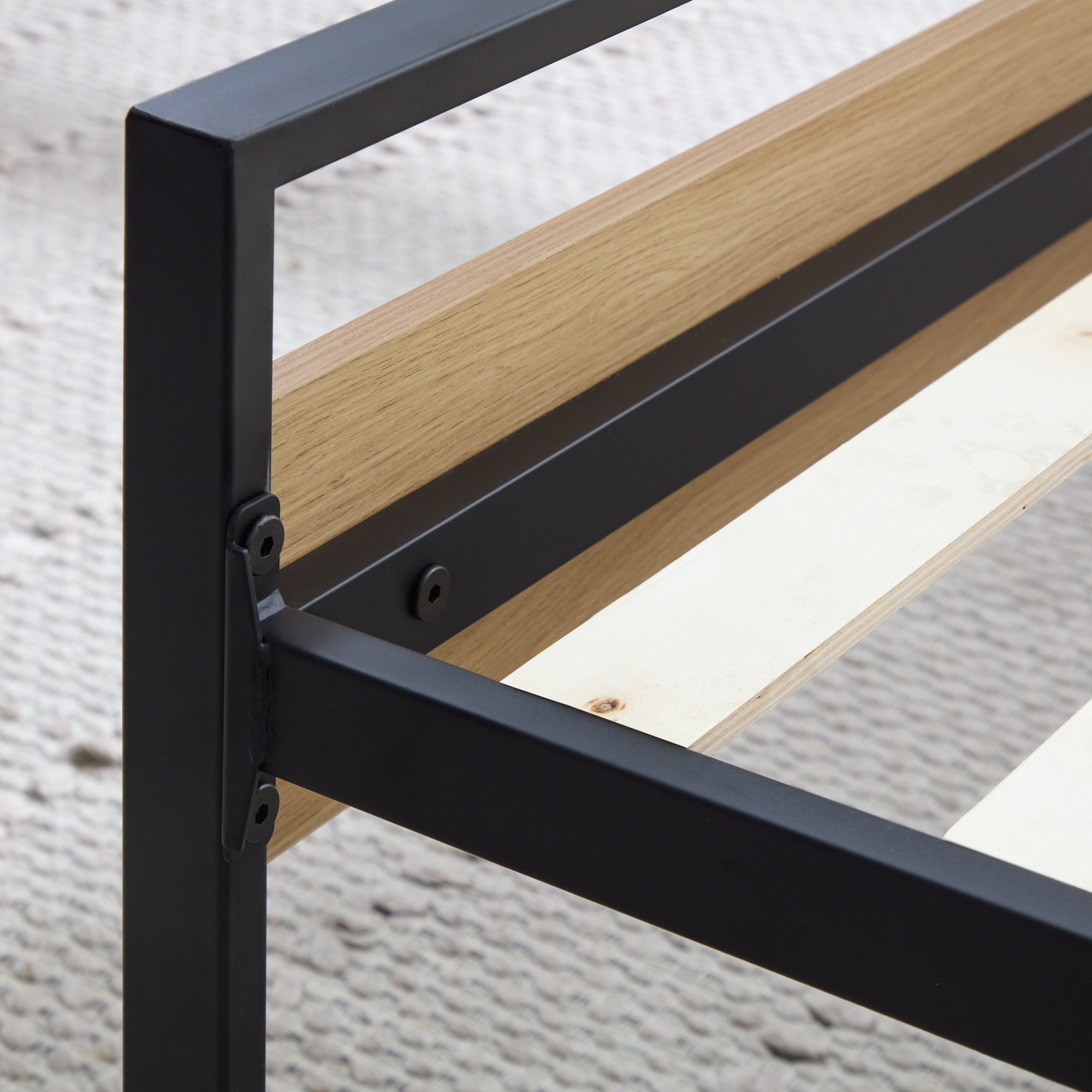 Rest Haven Ashland Metal and Wood Platform Bed, Full, Natural - Image 10