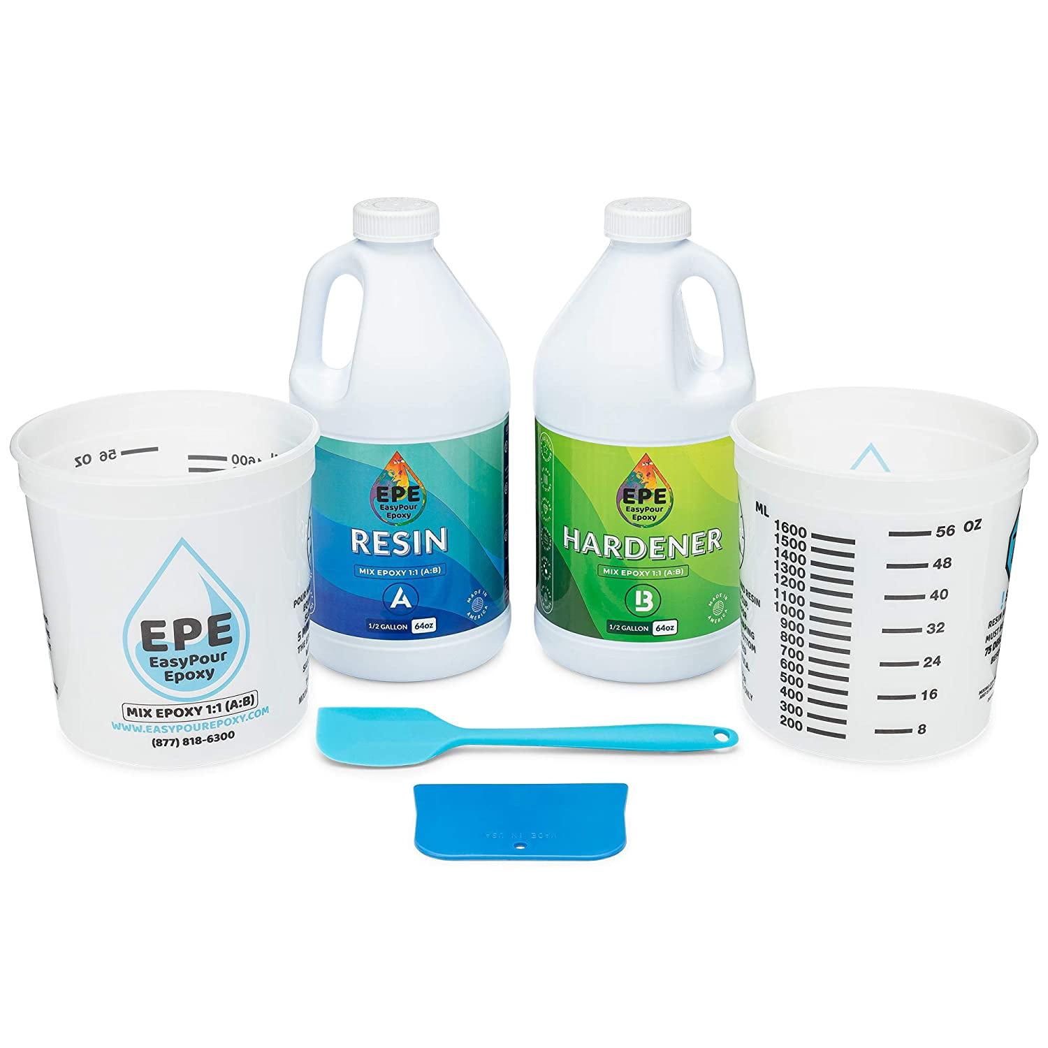 EasyPour Epoxy 1 Gallon Kit - Crystal Clear High Gloss Resin and Hardener, 2 Mixing Cups, Silicone Spatula, Plastic Spreader - Make Wood Tabletops, Epoxy Countertop Resin, Epoxy Castings - Image 9
