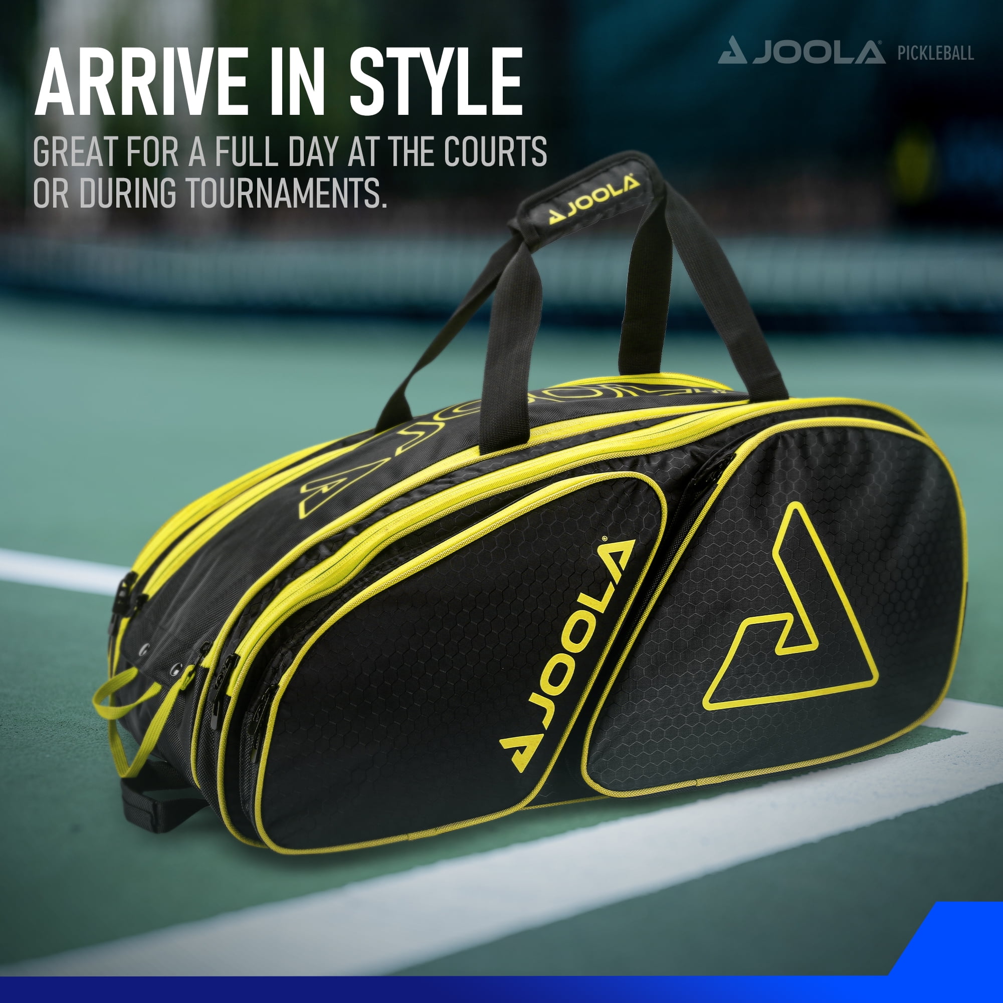 JOOLA Tour Elite Pro Pickleball Bag, Black/Yellow - Image 3