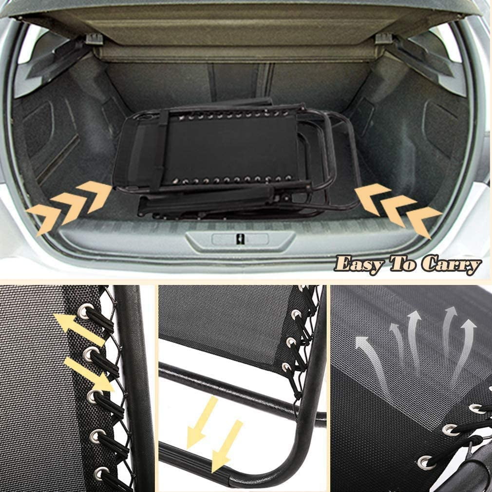 Inolait Black Outdoor Zero Gravity Reclining Lounge Chairs (Set of 2) - Patio Seating with Cup Holders & Ergonomic Support - Image 2