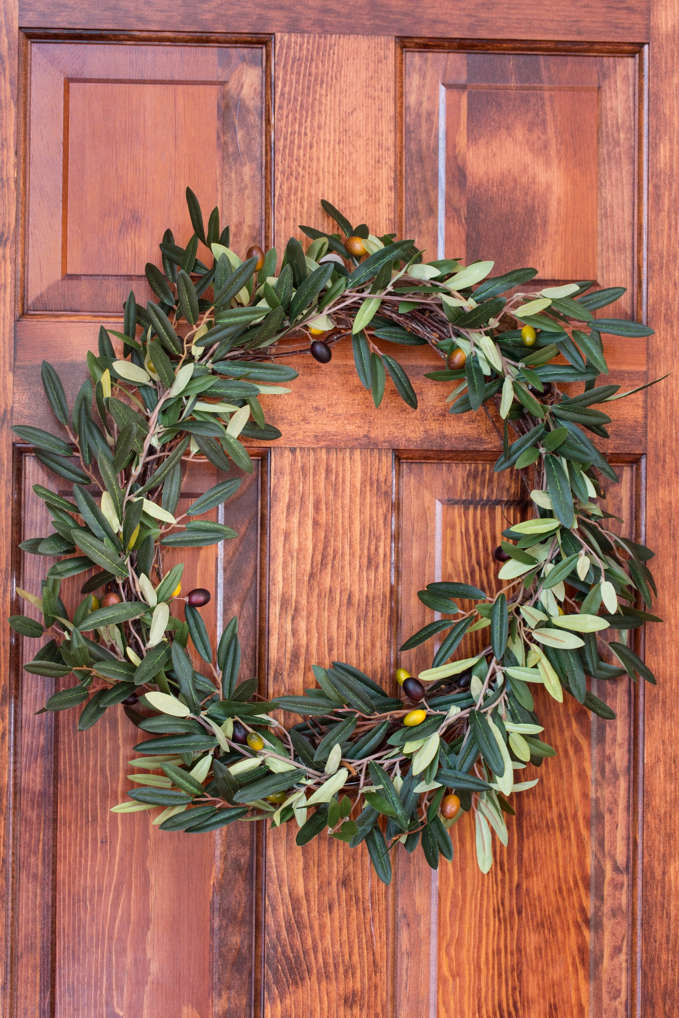 Nearly Natural 20" Olive Artificial Wreath, Green - Image 5